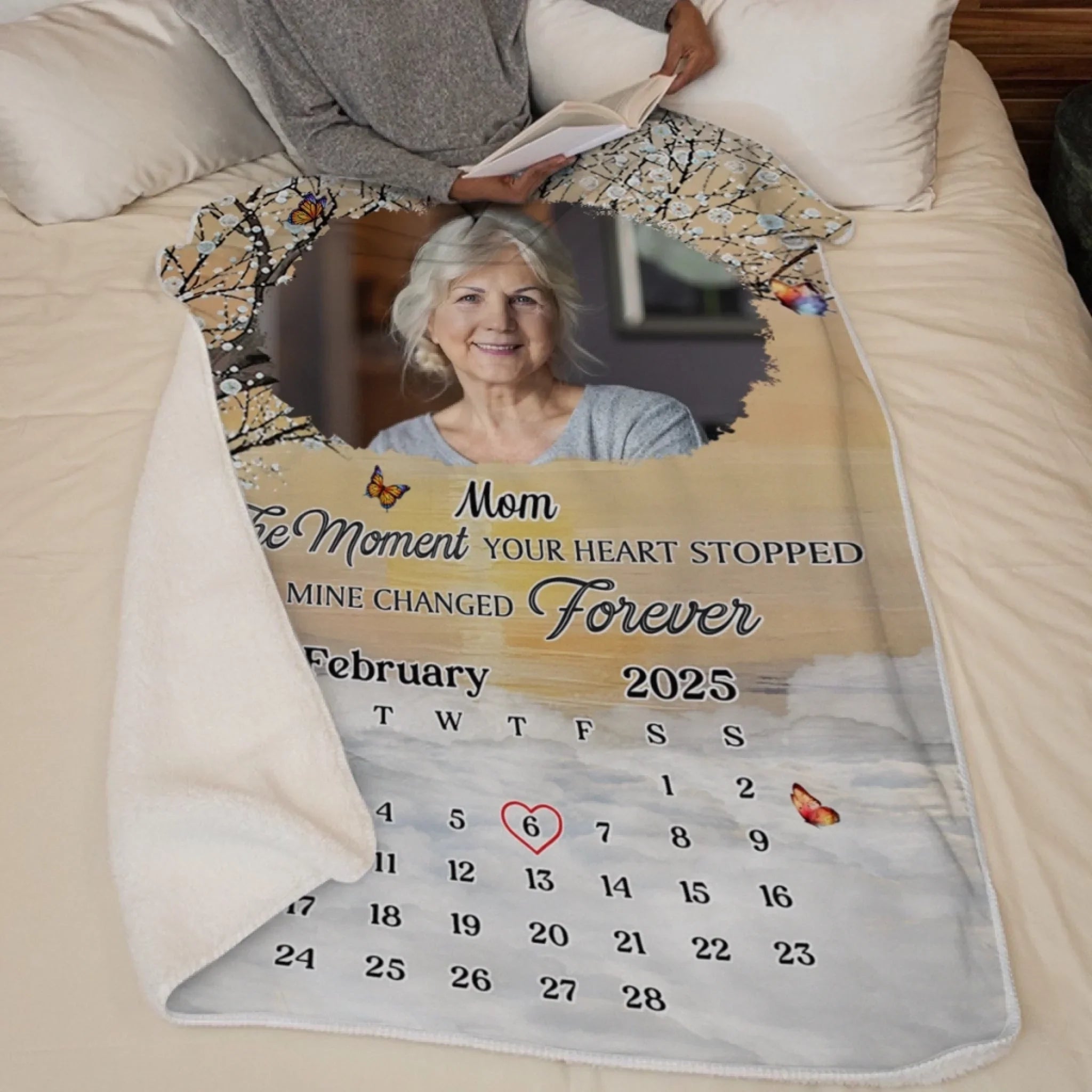 Custom Photo Blanket - Personalized Memorial Sympathy Gifts For Loss Of Mom, Dad - I Carry You In My Heart