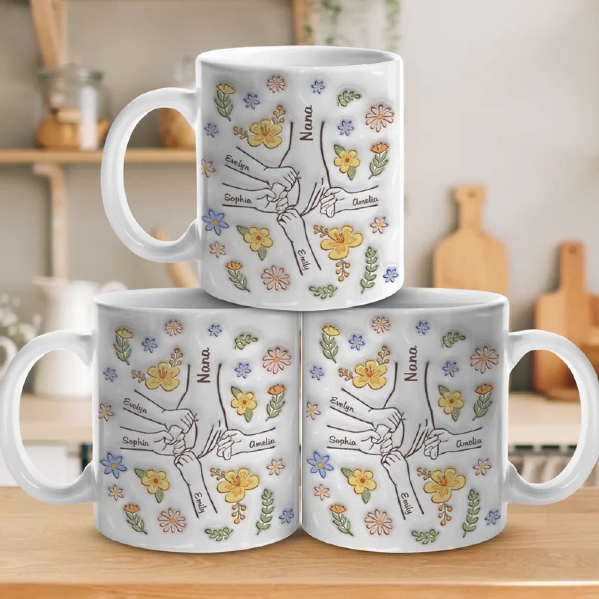 The Heart Of The Family, The glue That Holds Us Together - Family Personalized Custom 3D Inflated Effect Printed Mug - Gift For Mom, Grandma