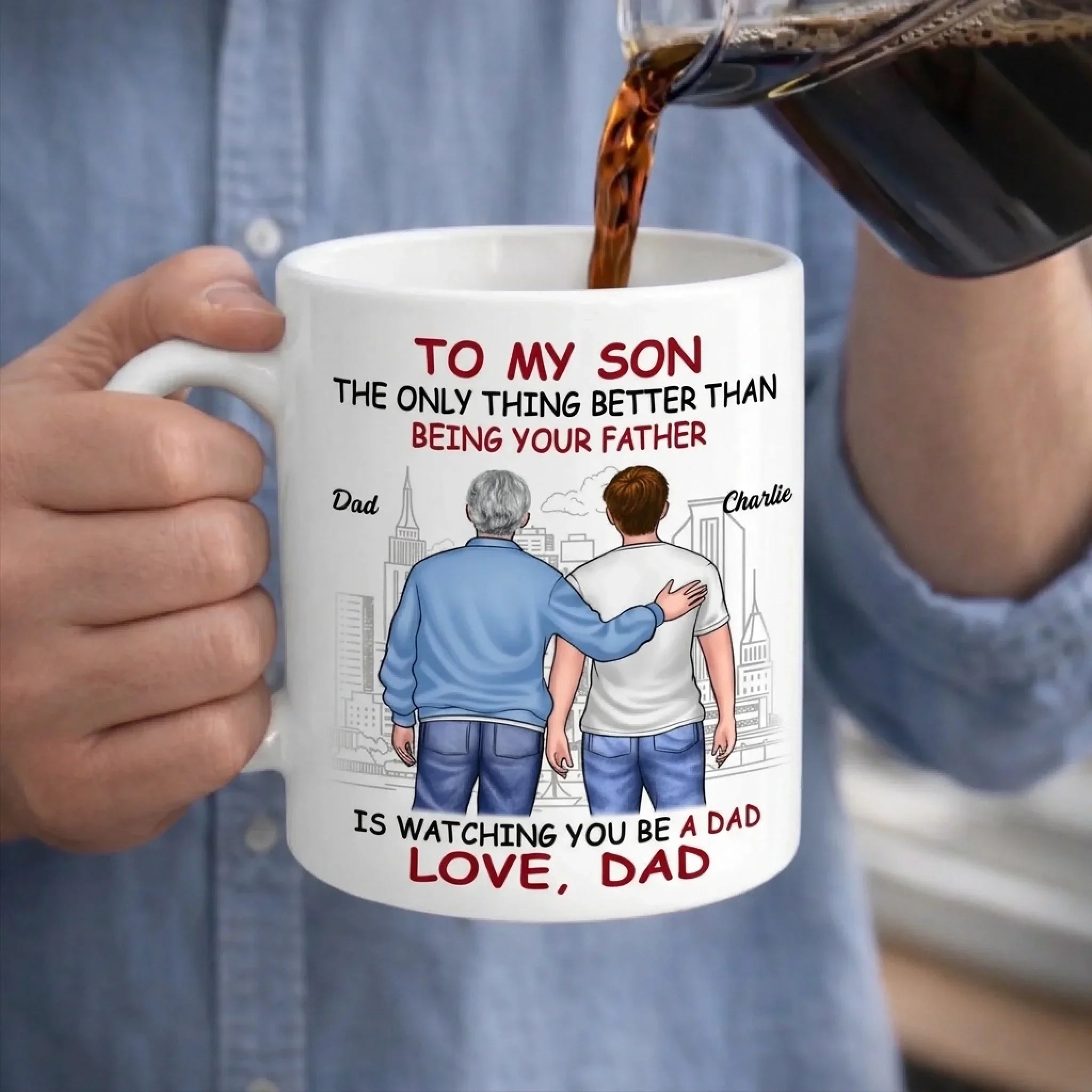 Proud Of You - Family Personalized Custom Mug - Father's Day, Gift For Son