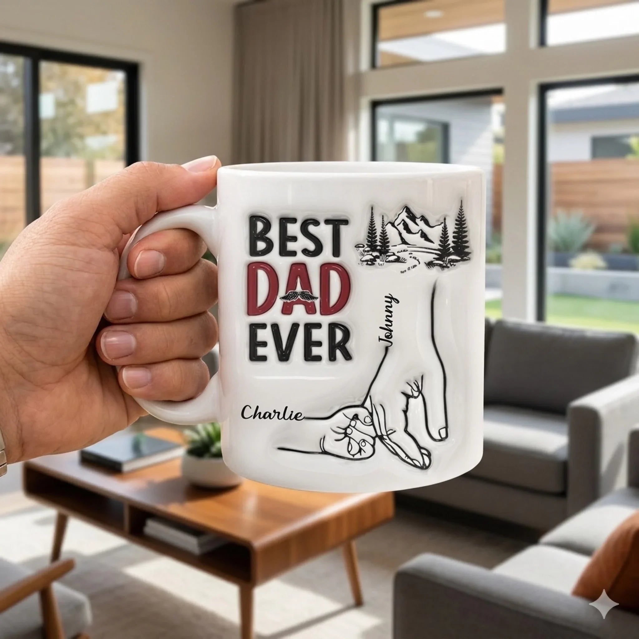 Best Daddy Ever - Family Personalized Custom 3D Inflated Effect Printed Mug - Father's Day, Gift For Dad, Grandpa