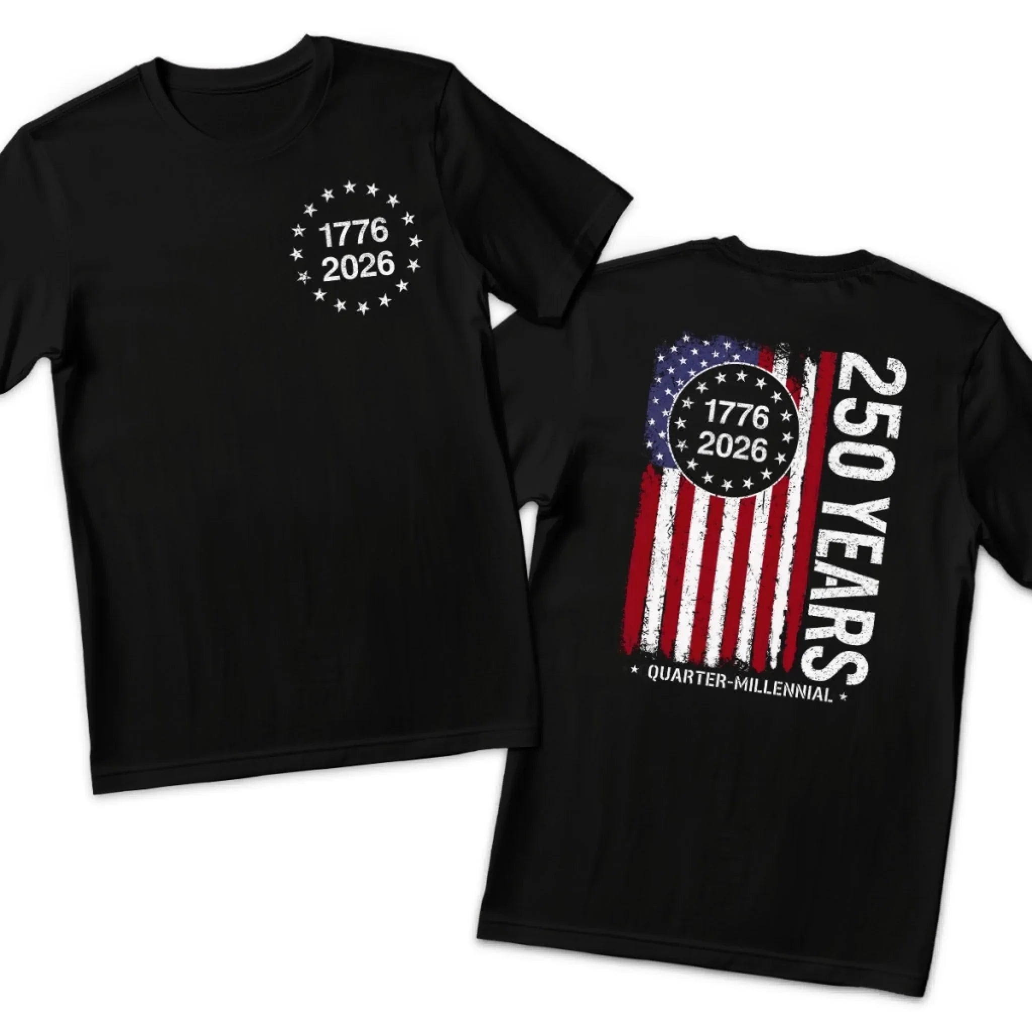 Back And Front Printed Unisex T-shirt - America 250th Anniversary Gifts For Men And Women - Sparkling Flag, Freedom Forever