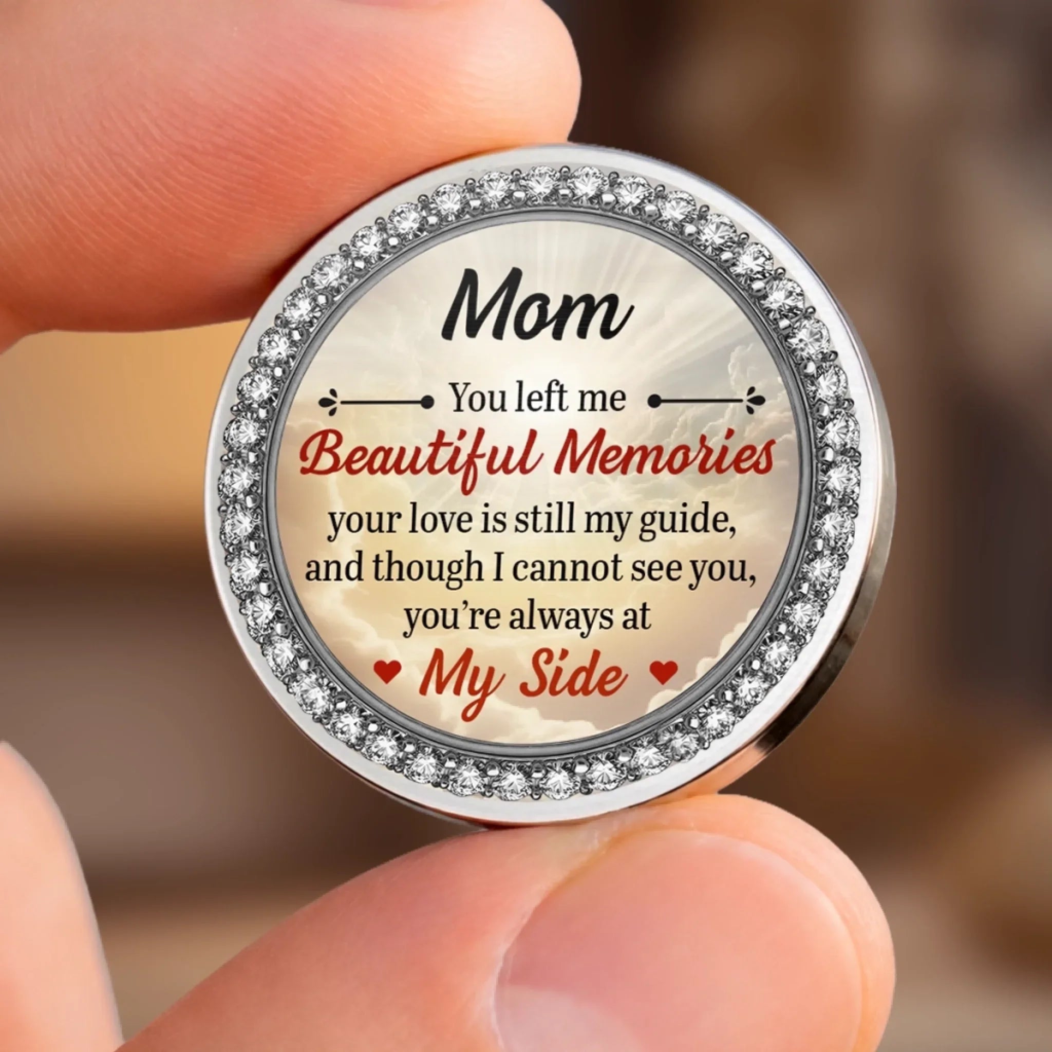 Custom Photo Pocket Hug - Personalized Memorial Sympathy Gifts For Loss Of Mom, Dad - Forever Close, Always Missed