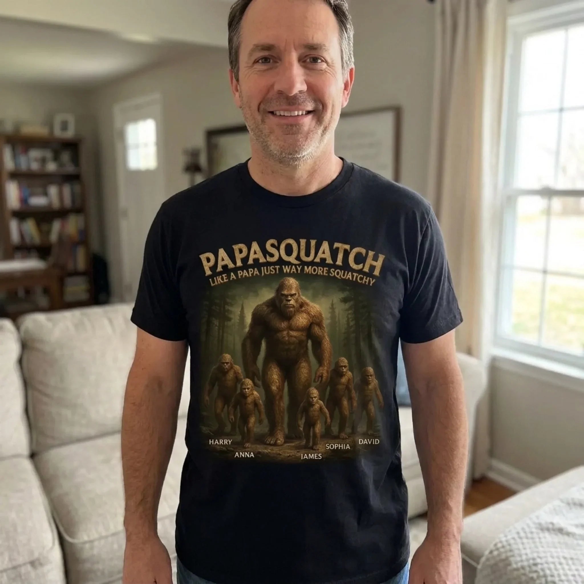 Like A Papa Just Way More Squatchy - Family Personalized Custom Unisex T-shirt, Premium T-shirt, Hoodie - Father's Day, Gift For Dad, Grandpa
