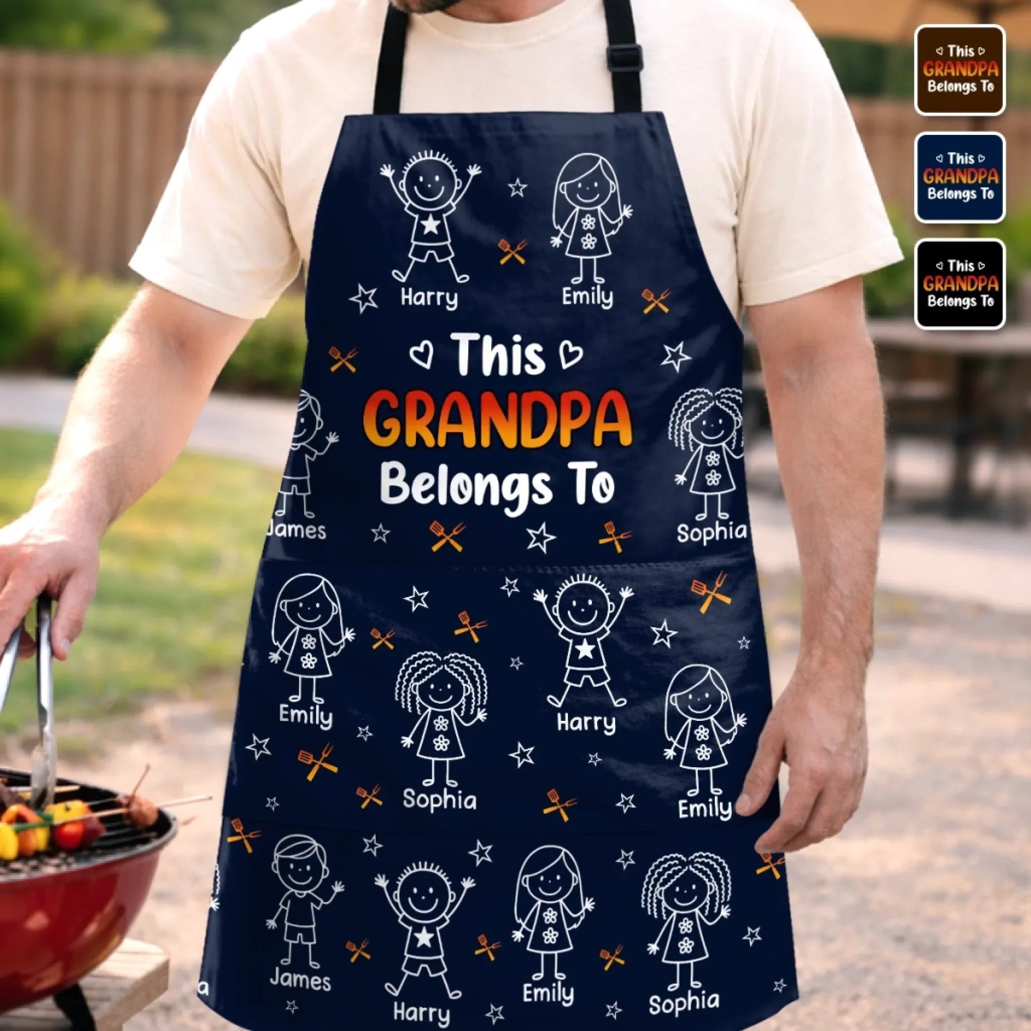 Custom Photo Apron With Pocket - Personalized Father's Day Birthday Gifts For Dad, Grandpa - Grandpa’s Favorite People