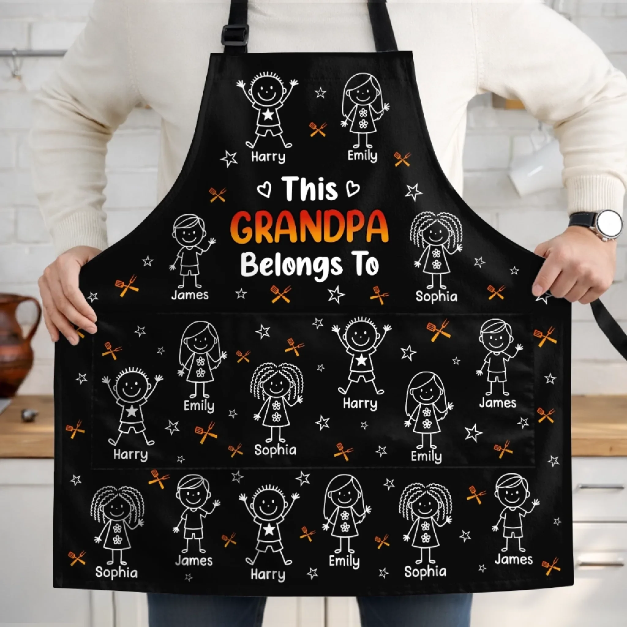 Custom Photo Apron With Pocket - Personalized Father's Day Birthday Gifts For Dad, Grandpa - Grandpa’s Favorite People