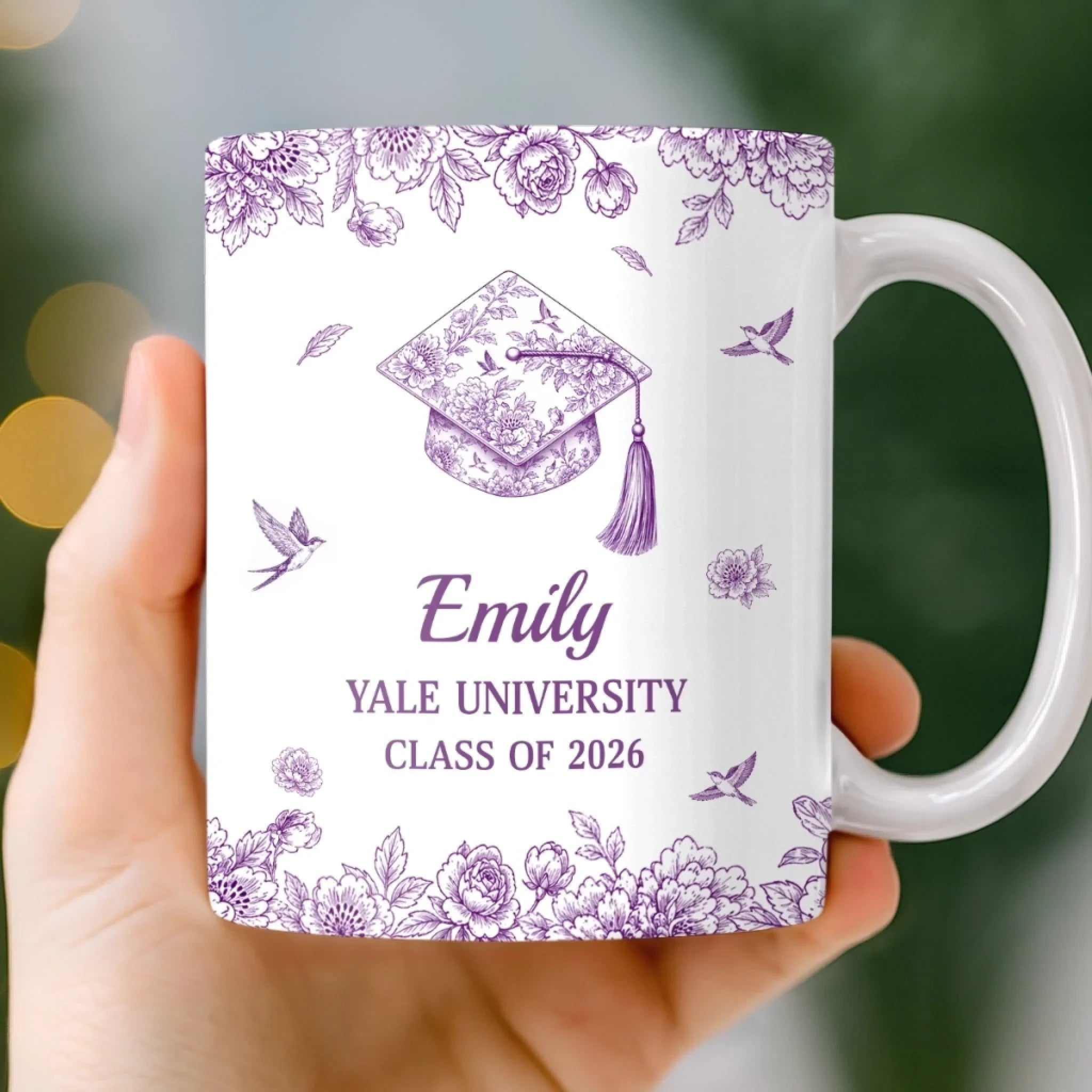 Custom Mug - Personalized Graduation Gifts For Him, Her - Coffee, Flowers And Big Dreams
