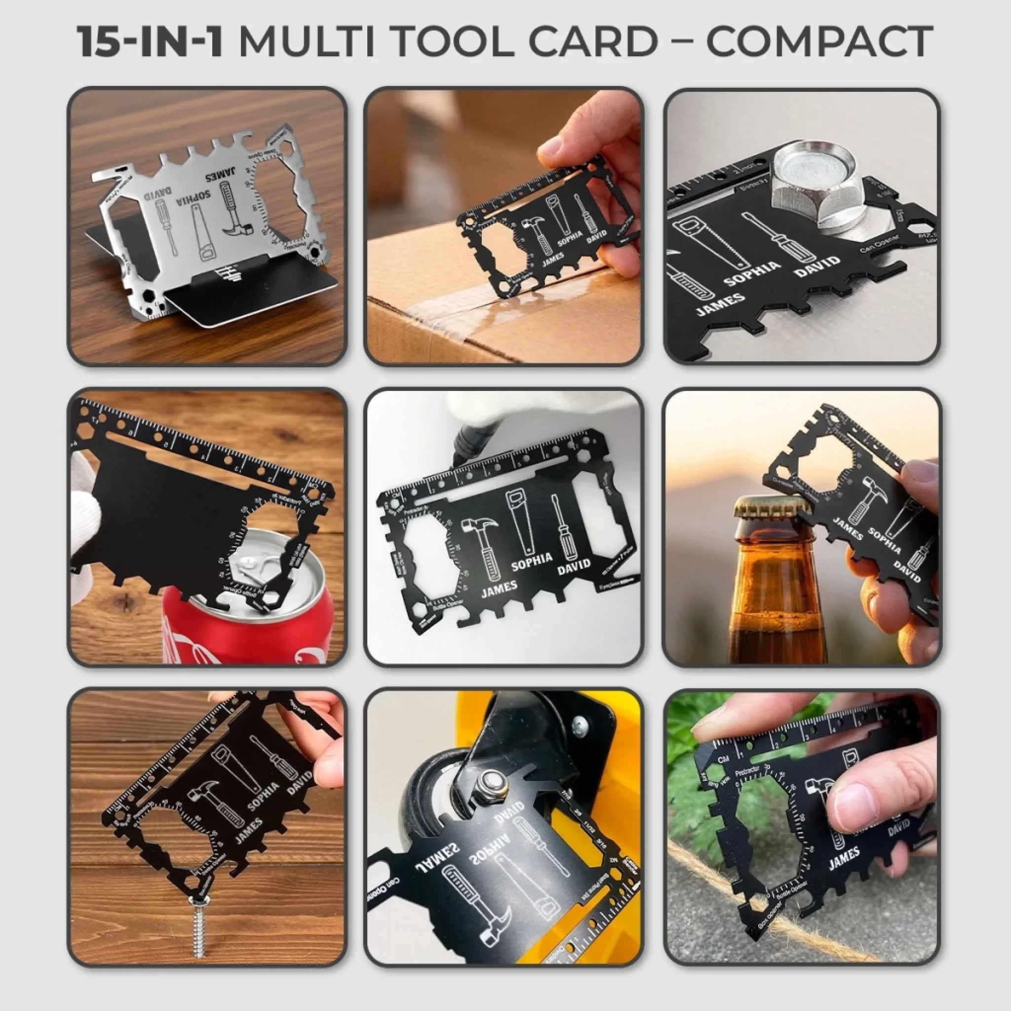 Custom Multi Tool Card With Leather Case - Personalized Father's Day Birthday Gifts For Dad, Grandpa - My Everyday Hero