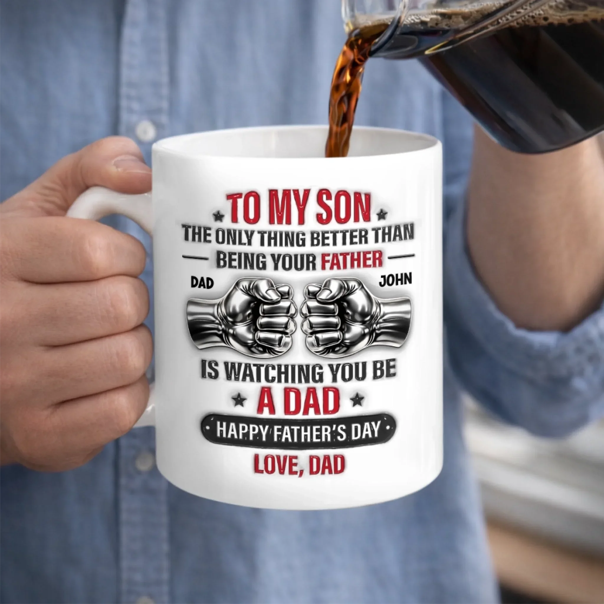 Custom Mug - Personalized Father's Day Birthday Gifts For Son - Watching You Be A Dad