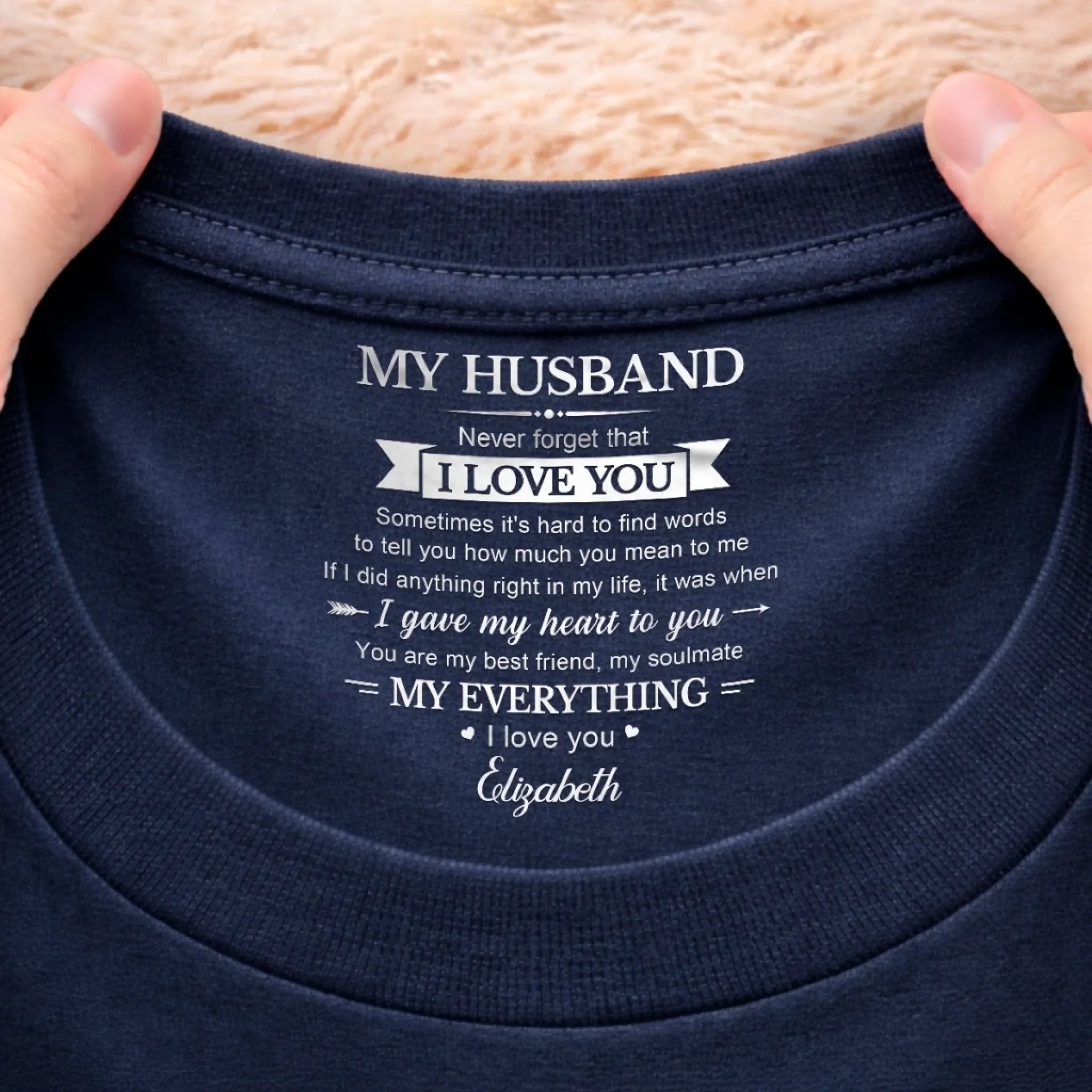 Custom Inside Neck Print T-Shirt - Personalized Anniversary Wedding Gifts For Husband And Wife, Him And Her - Forever Started With You