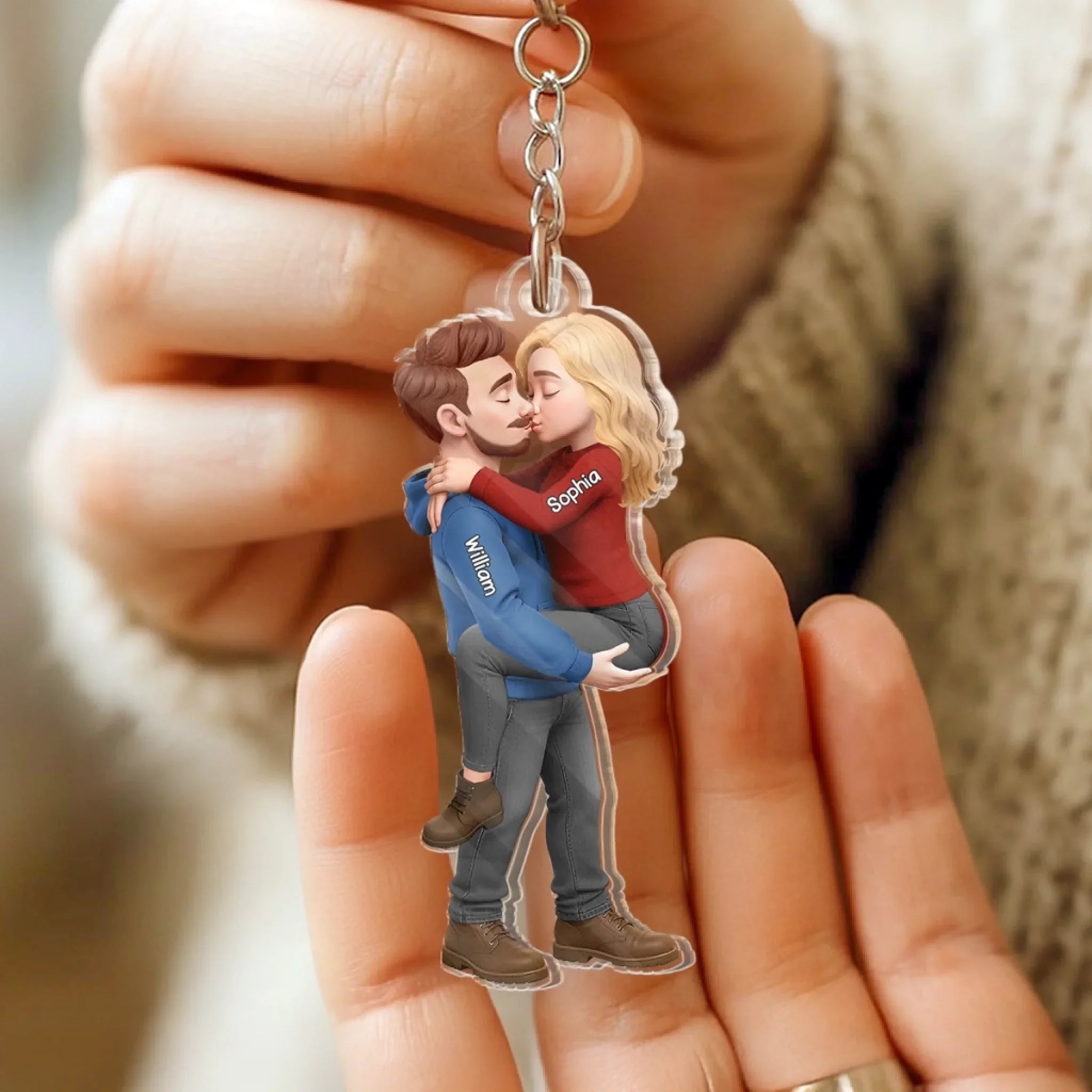 Custom Shaped Acrylic Keychain - Personalized Anniversary Wedding Gifts For Husband And Wife, Him And Her - The Day We Became Us