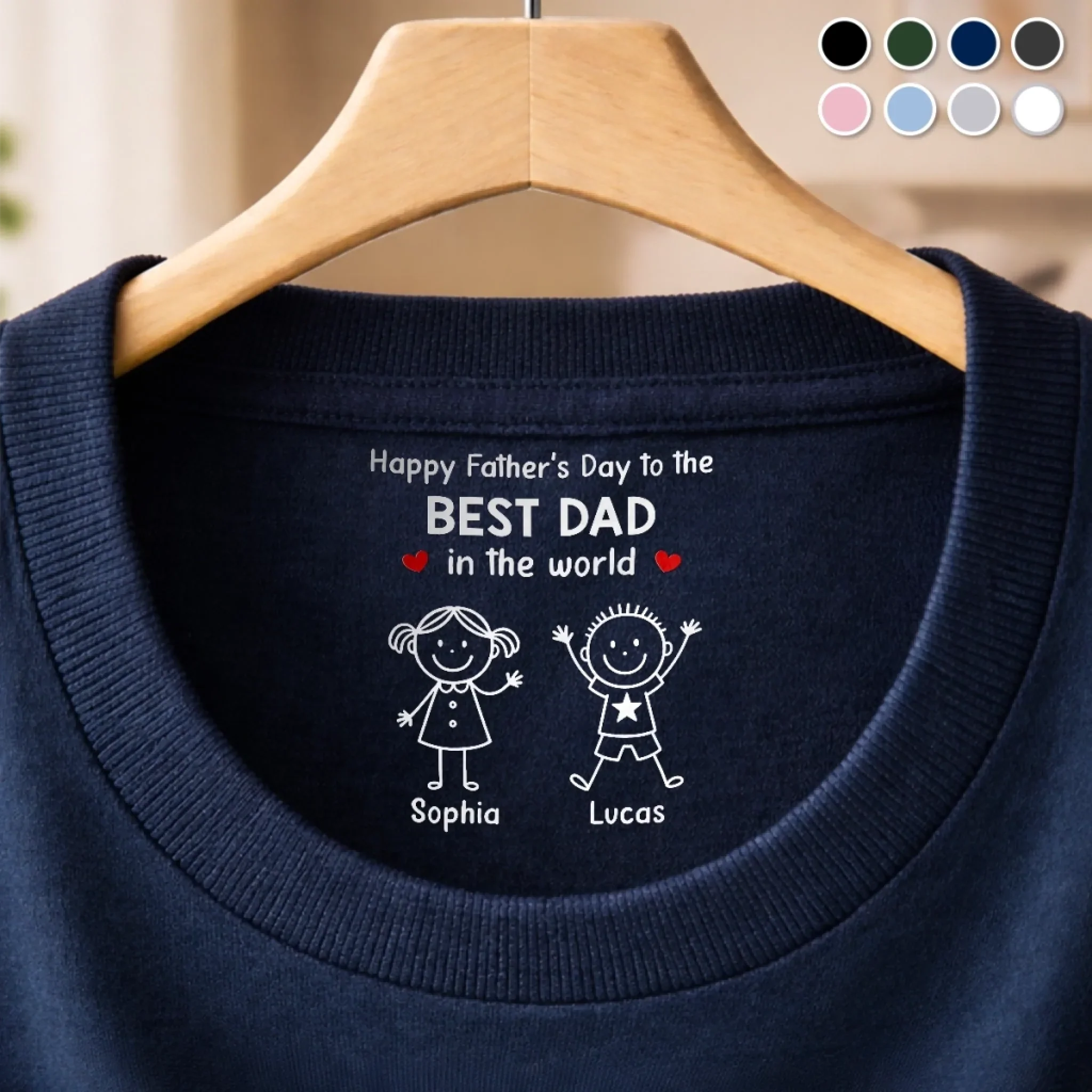 Custom Inside Neck Print T-Shirt - Personalized Father's Day Birthday Gifts For Dad, Grandpa - Dad Is My Greatest Strength