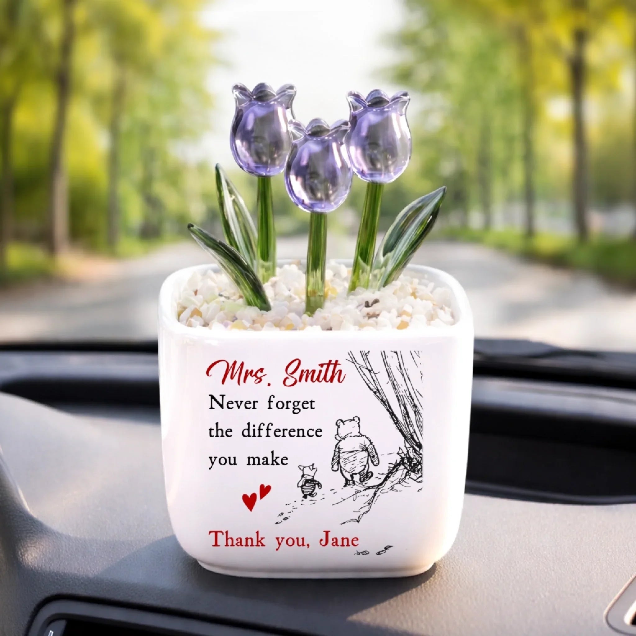 Custom Glass Everlasting Tulips - Personalized Graduation Gifts For Teachers - The Quiet Hero Behind Every Success