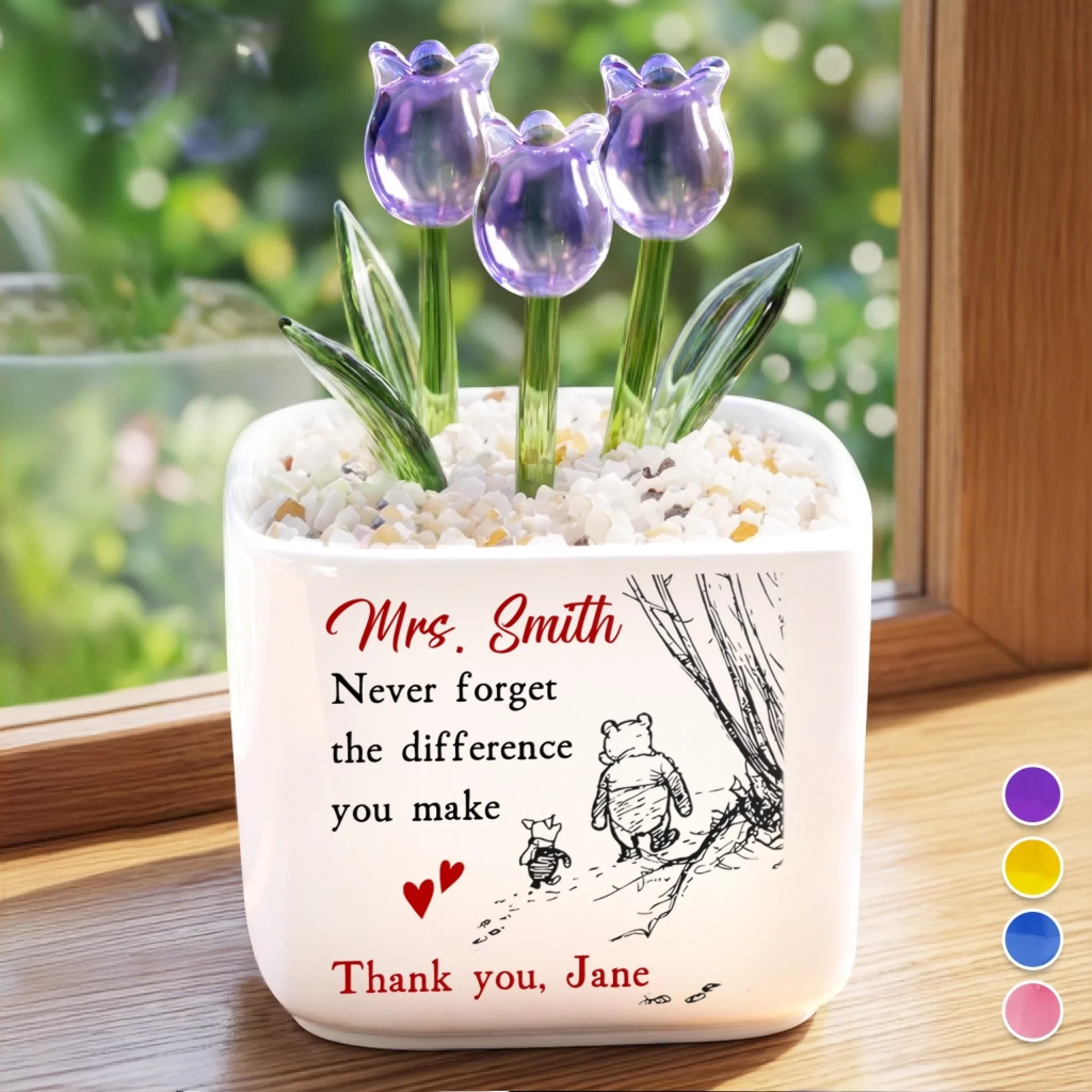 Custom Glass Everlasting Tulips - Personalized Graduation Gifts For Teachers - The Quiet Hero Behind Every Success