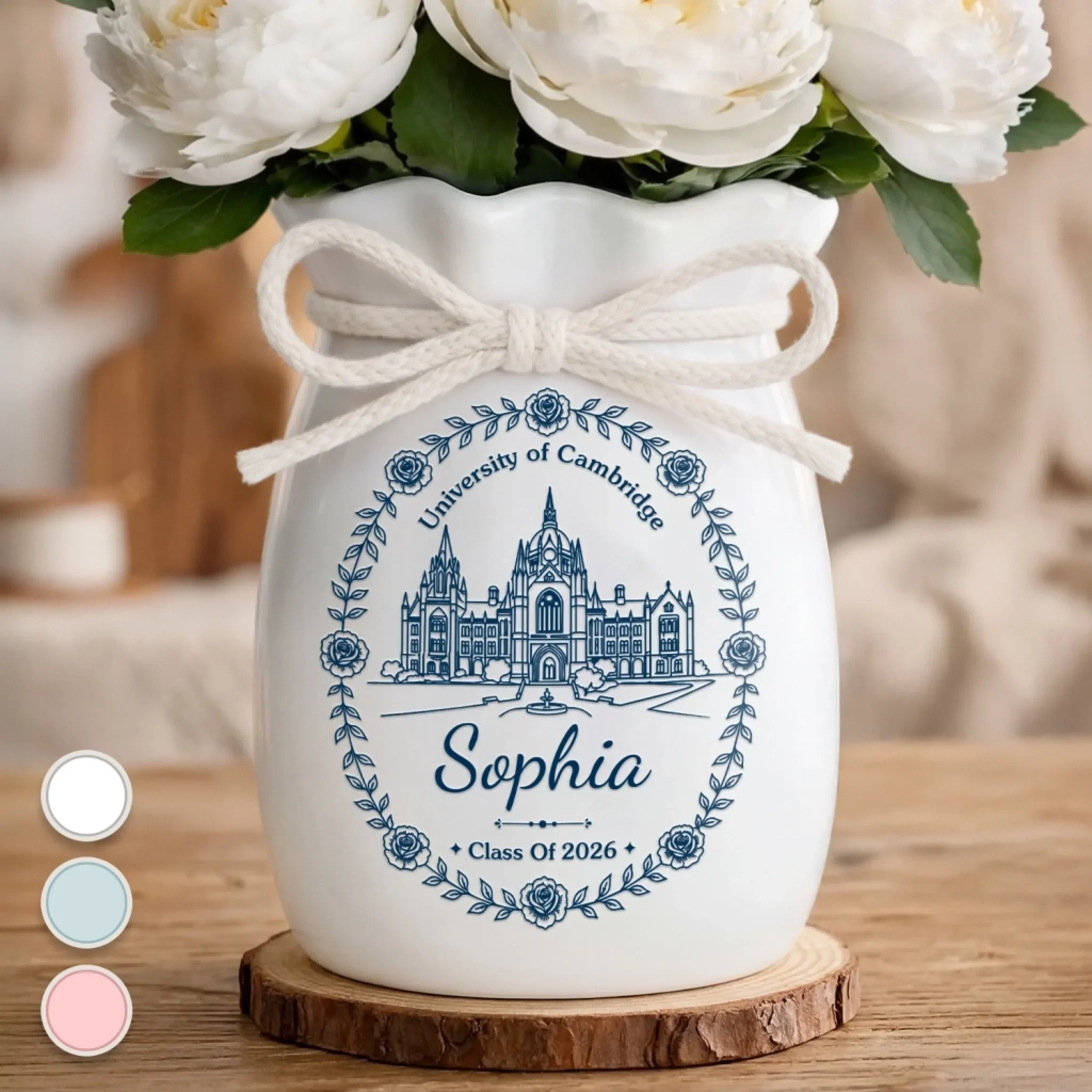 Custom Flower Vase With Ribbon - Personalized Graduation Gifts For Him, Her - A Proud Chapter, Beautifully Celebrated