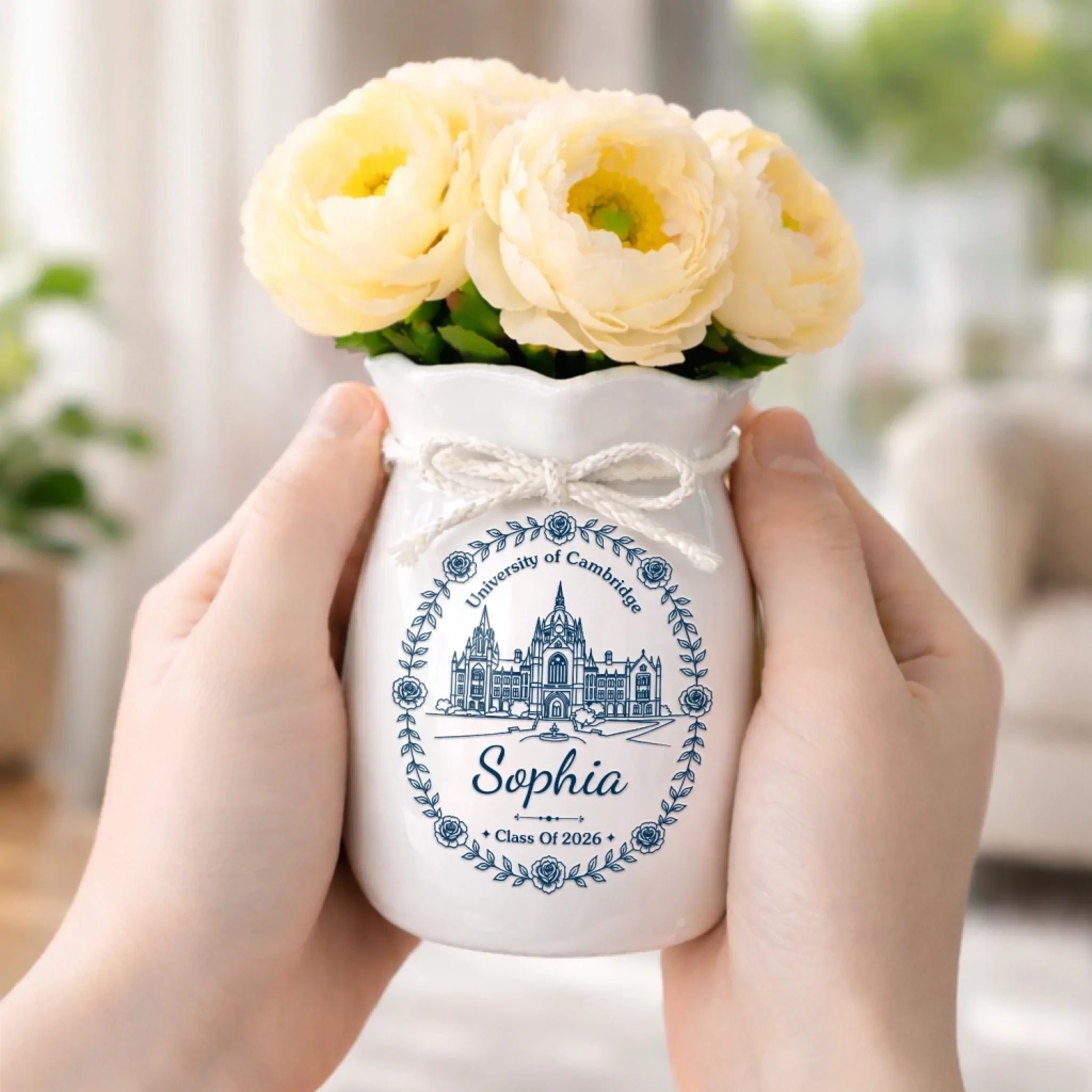 Custom Flower Vase With Ribbon - Personalized Graduation Gifts For Him, Her - A Proud Chapter, Beautifully Celebrated