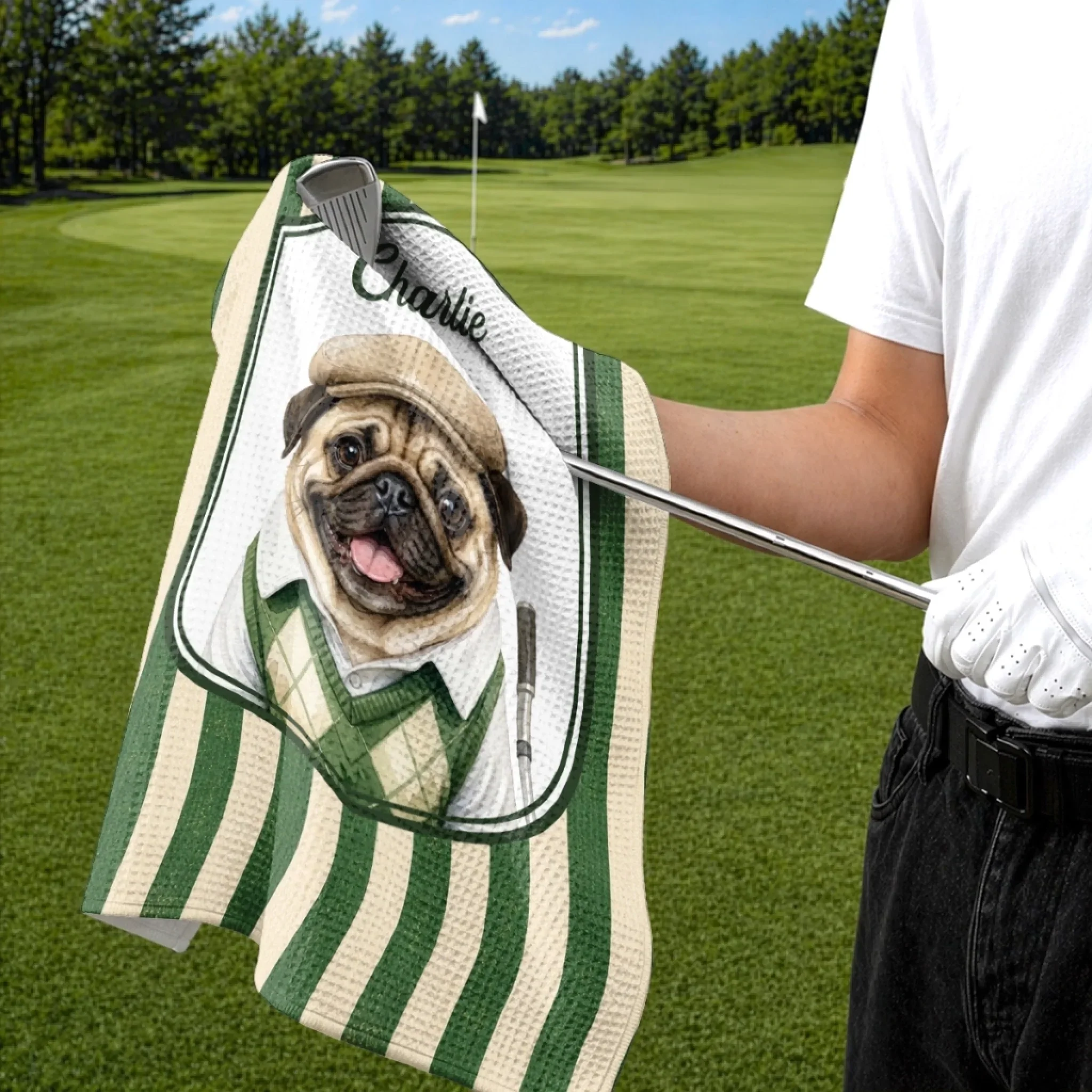 Custom Photo Golf Towel - Personalized Father's Day Birthday Golf Gifts For Dog Lovers, Dog Dad And Mom - Golf Mode Always On