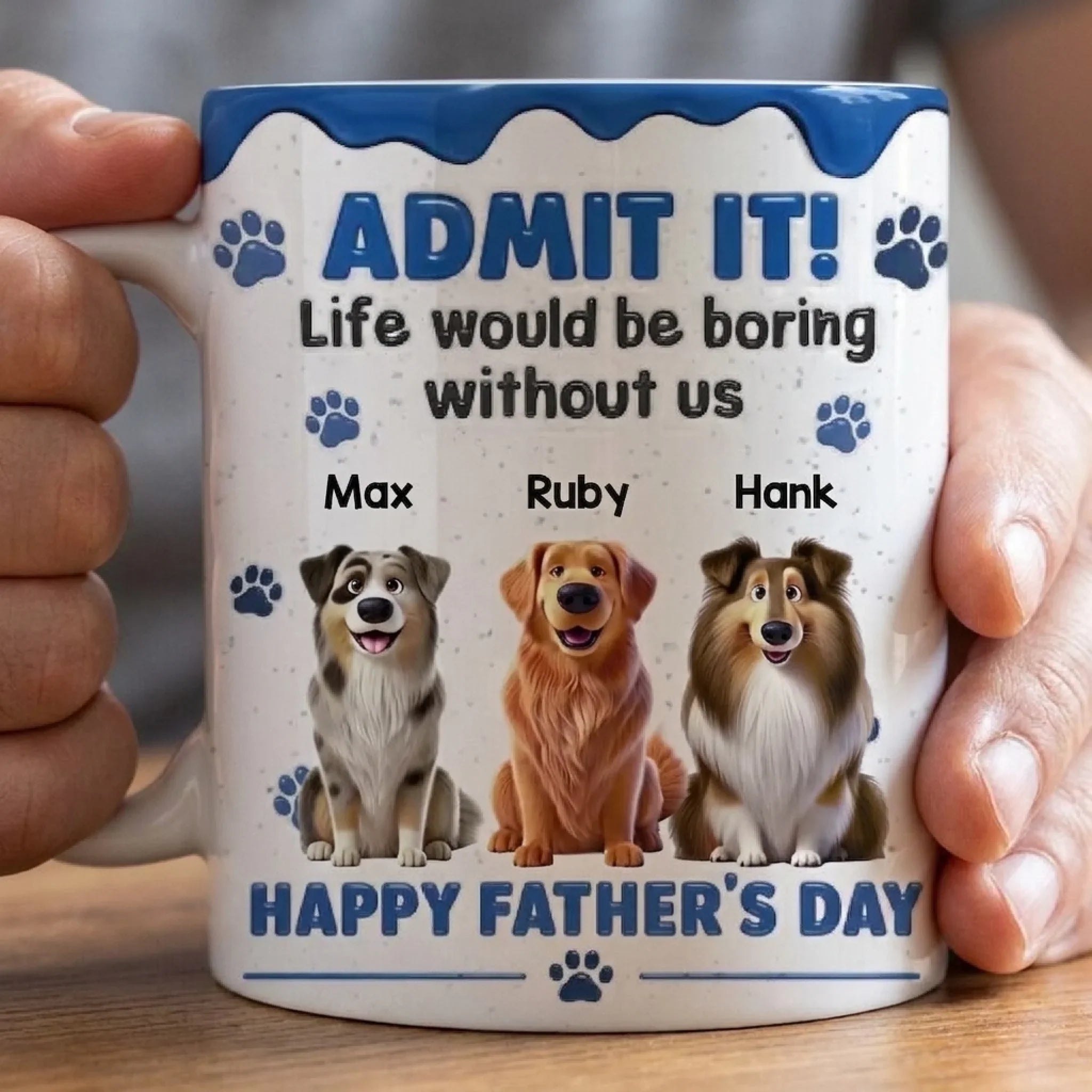 Custom 3D Inflated Effect Printed Mug - Personalized Father's Day Birthday Gifts For Dog Cat Lovers, Dog Dad And Mom, Cat Owners - Fueled By Pet Love