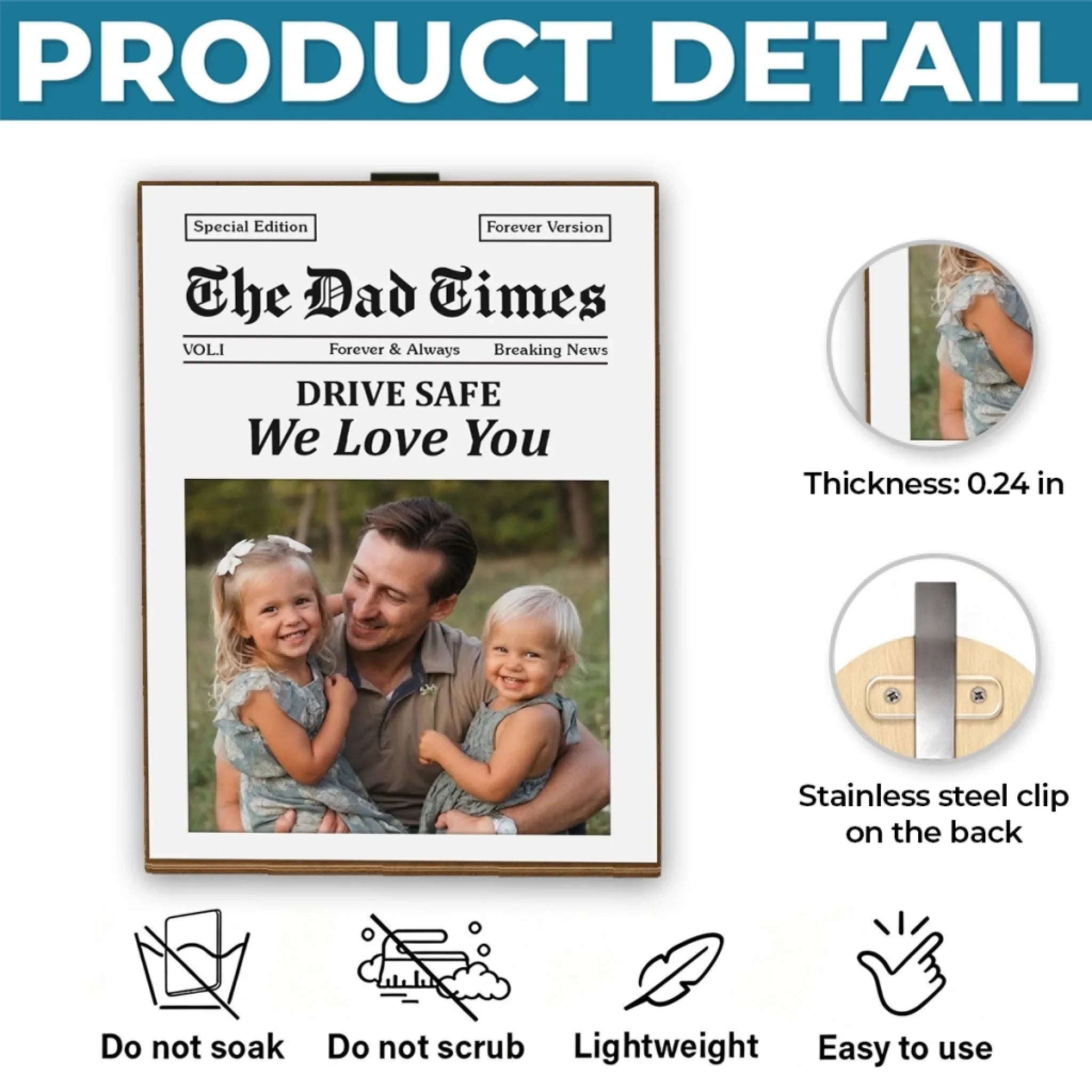 Custom Photo Car Visor Clip - Personalized Father's Day Birthday Gifts For Dad, Grandpa - Safe Travels Always