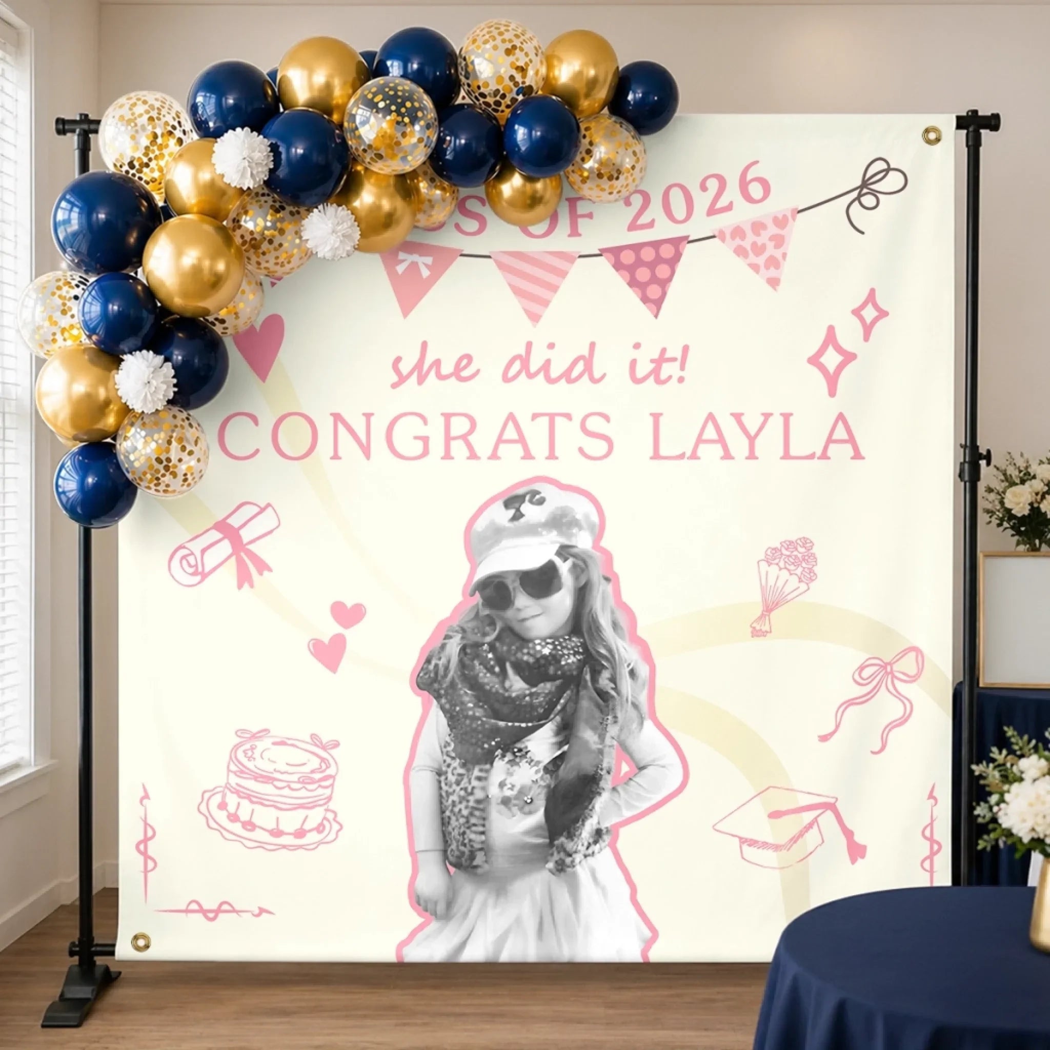 Custom Photo Backdrop - Personalized Graduation Gifts For Him, Her - Congrats To The Little Star