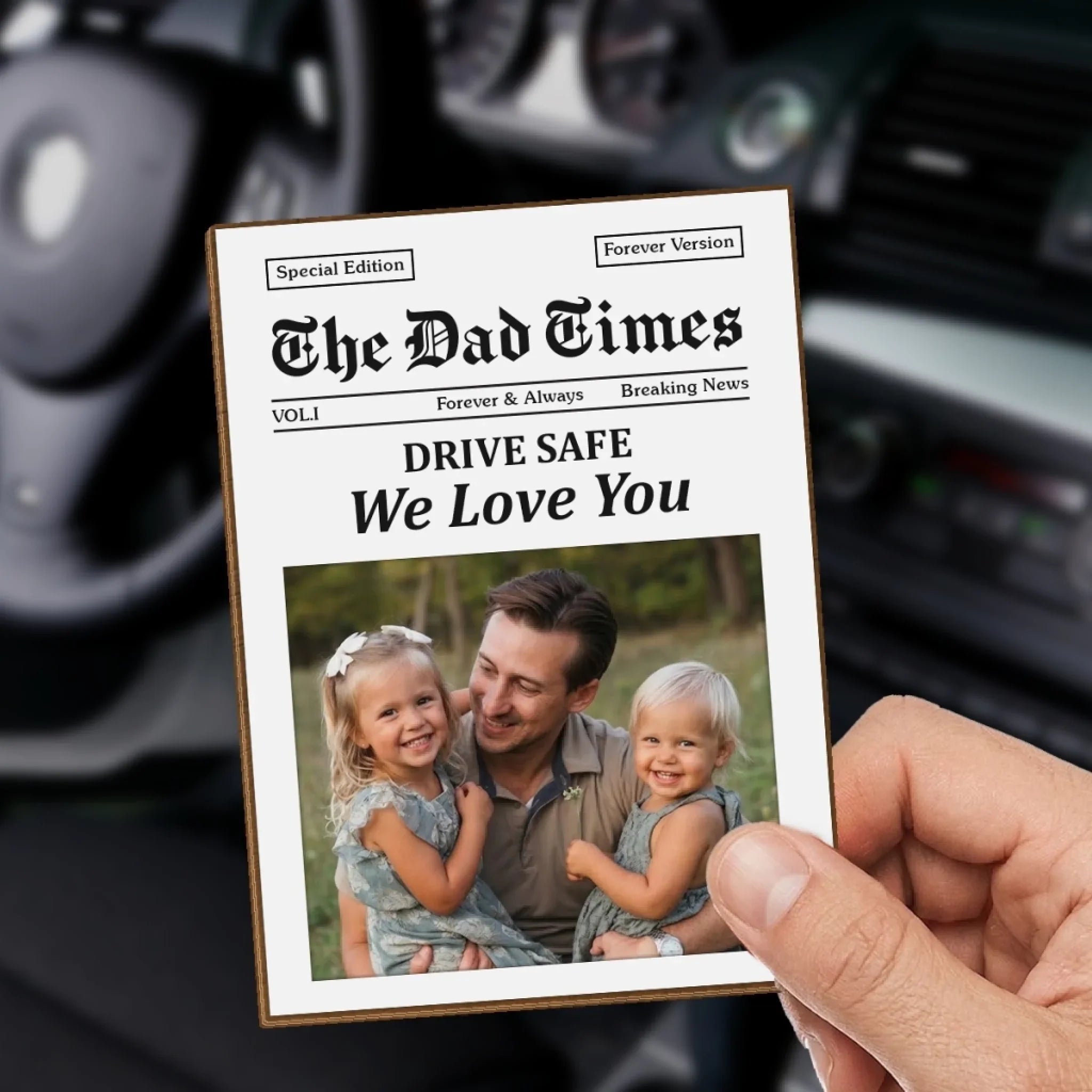 Custom Photo Car Visor Clip - Personalized Father's Day Birthday Gifts For Dad, Grandpa - Safe Travels Always