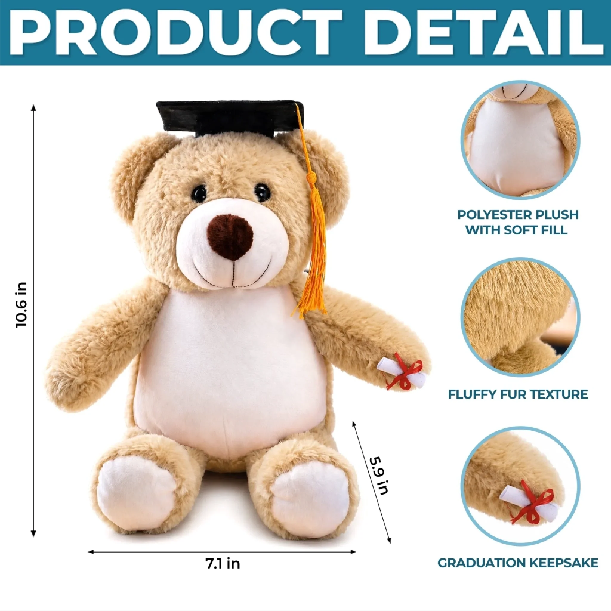 Custom Photo Graduation Plush Bear - Personalized Graduation, Memorial Sympathy Gifts For Loss Of Mom, Dad - A Milestone Shared With Heaven