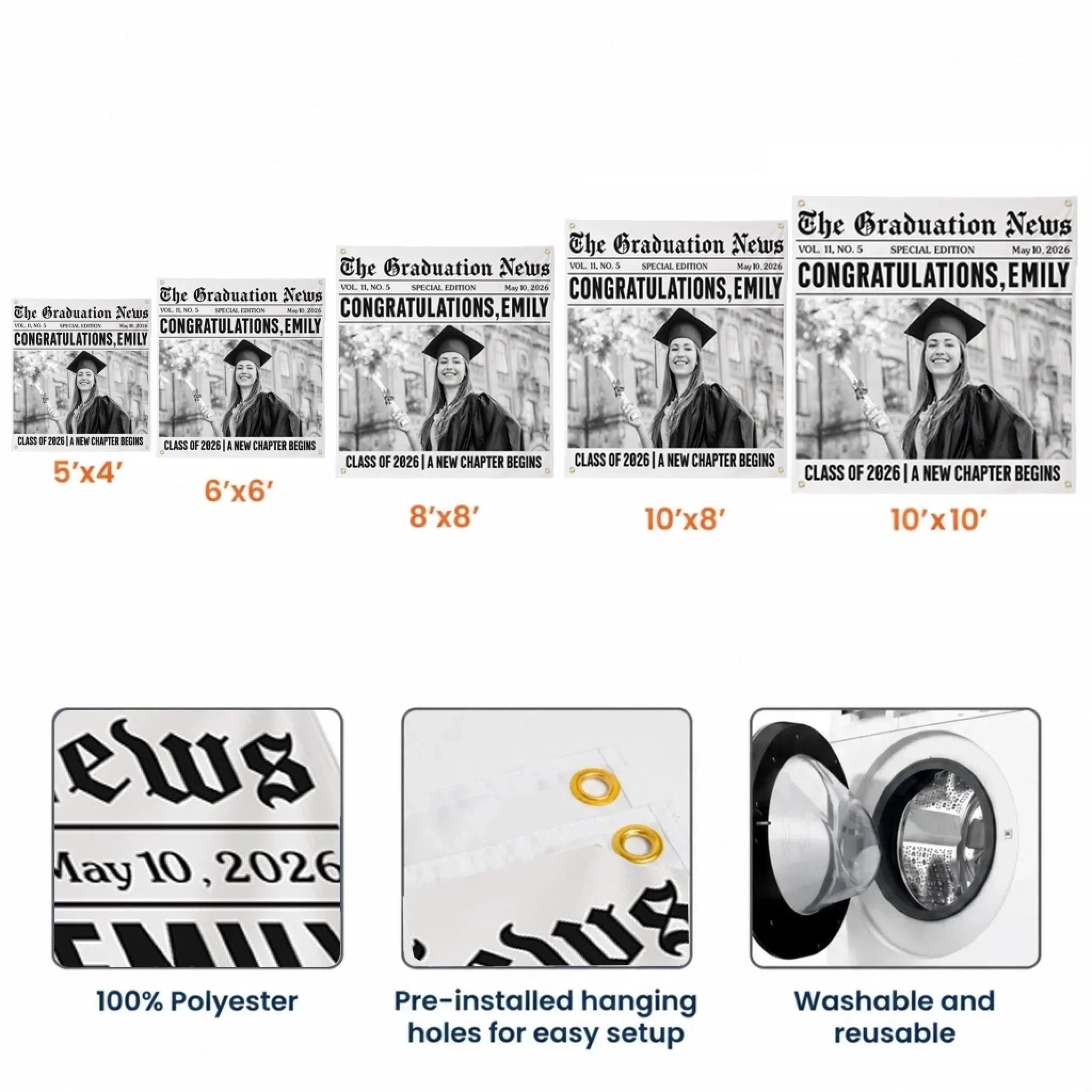 Custom Photo Backdrop - Personalized Graduation Gifts For Him, Her - Her Milestone Made The News