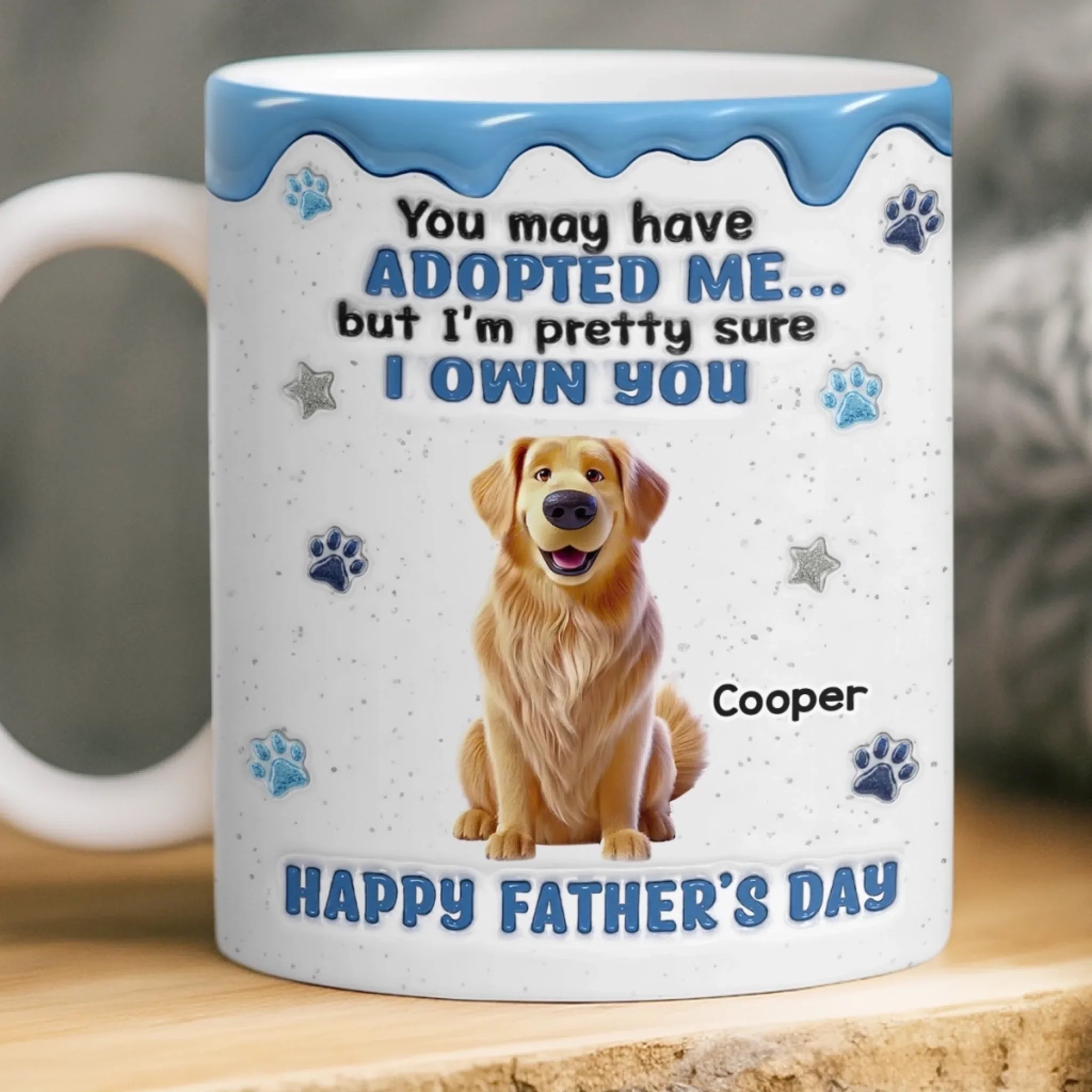 Custom 3D Inflated Effect Printed Mug - Personalized Father's Day Gifts For Dog Cat Lovers, Dog Dad And Mom, Cat Owners - Living The Dog Dad Dream