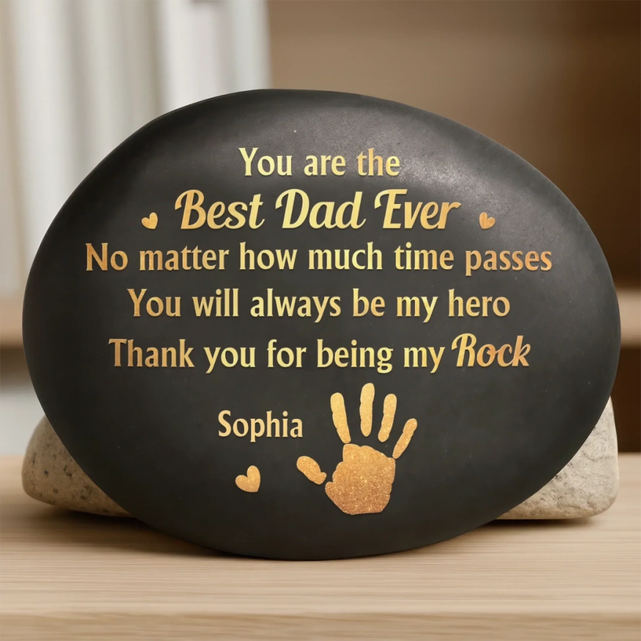 Custom Printed Rock - Personalized Father's Day Gifts For Dad, Grandpa - Memories Carved In Stone