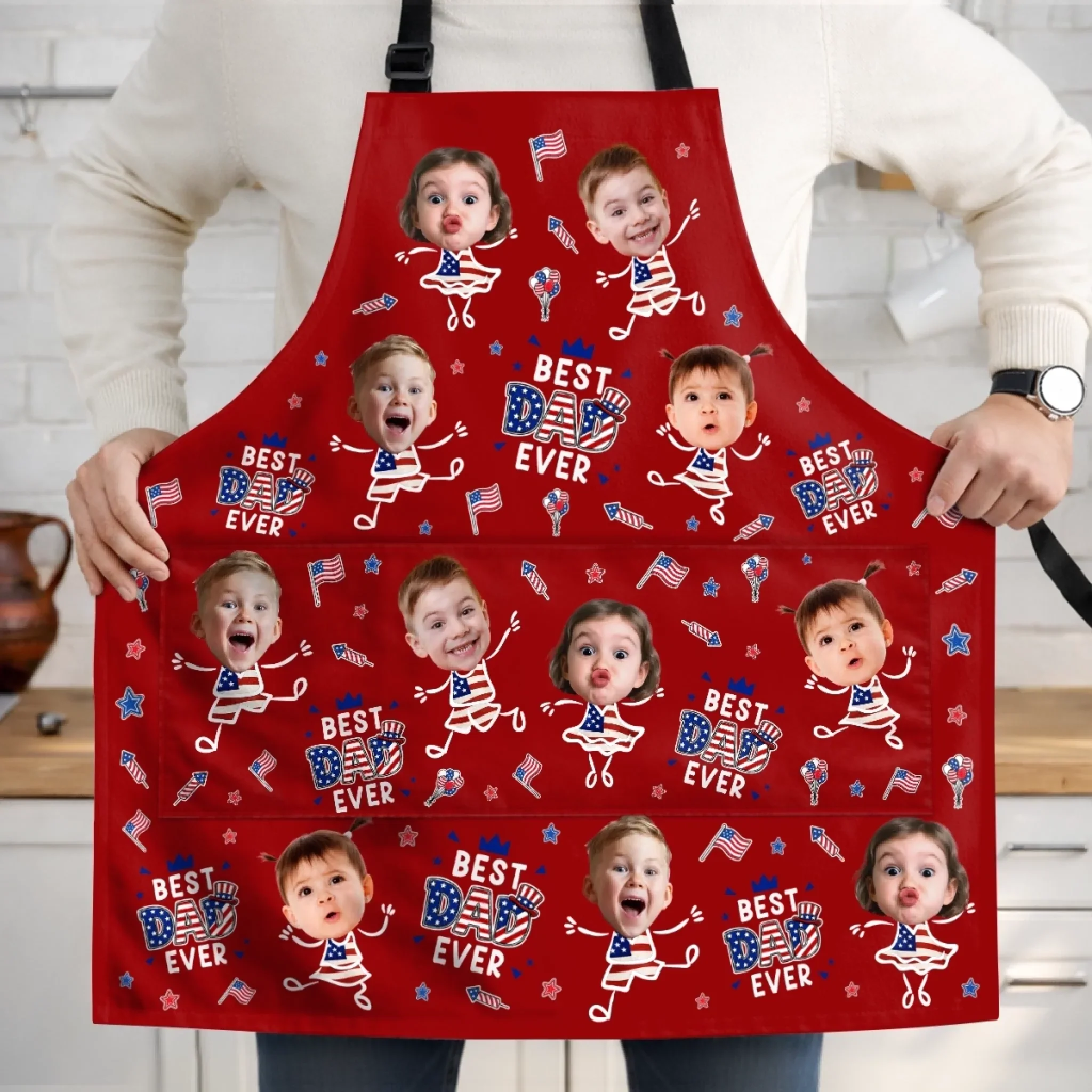 Custom Photo Apron With Pocket - Personalized Father's Day Gifts For Dad, Grandpa - Backyard Legend Status
