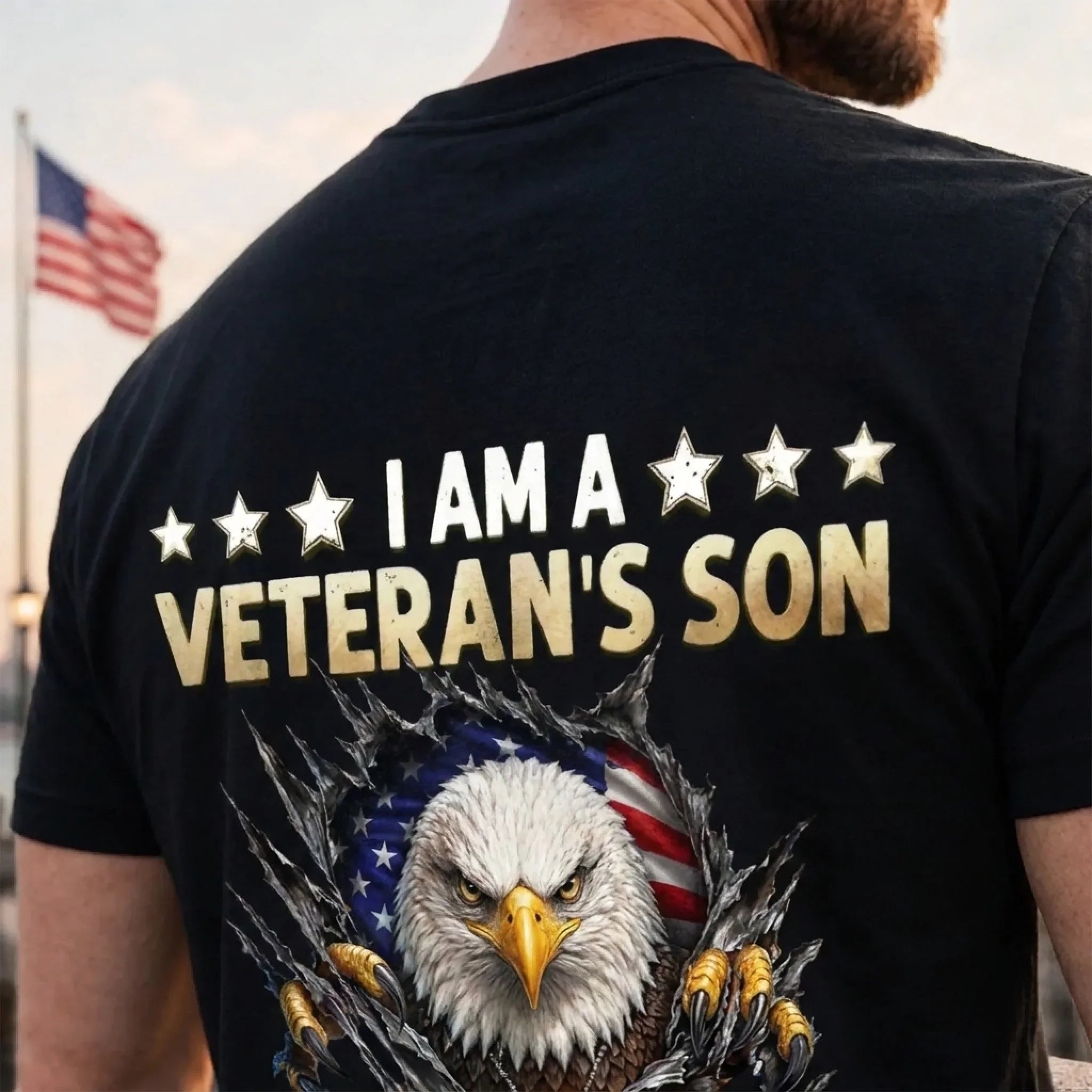 Custom Back Printed Shirt - Personalized 4th Of July Gifts For Son - Raised By A Hero