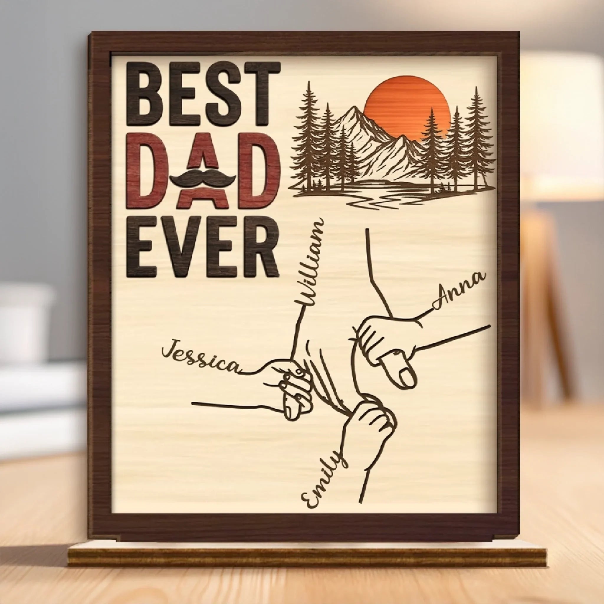 Custom 2-Layered Wooden Plaque - Personalized Father's Day Birthday Gifts For Dad, Grandpa - Memories On The Go