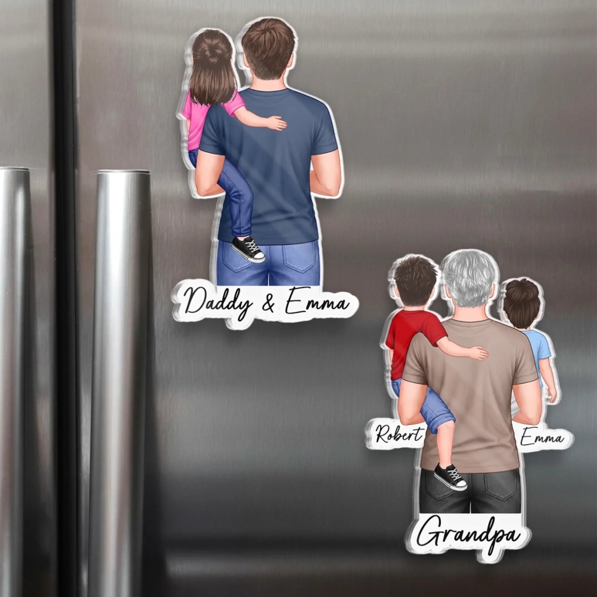 Custom Acrylic Fridge Magnet - Personalized Father's Day Birthday Gifts For Dad, Grandpa - In Dad We Trust