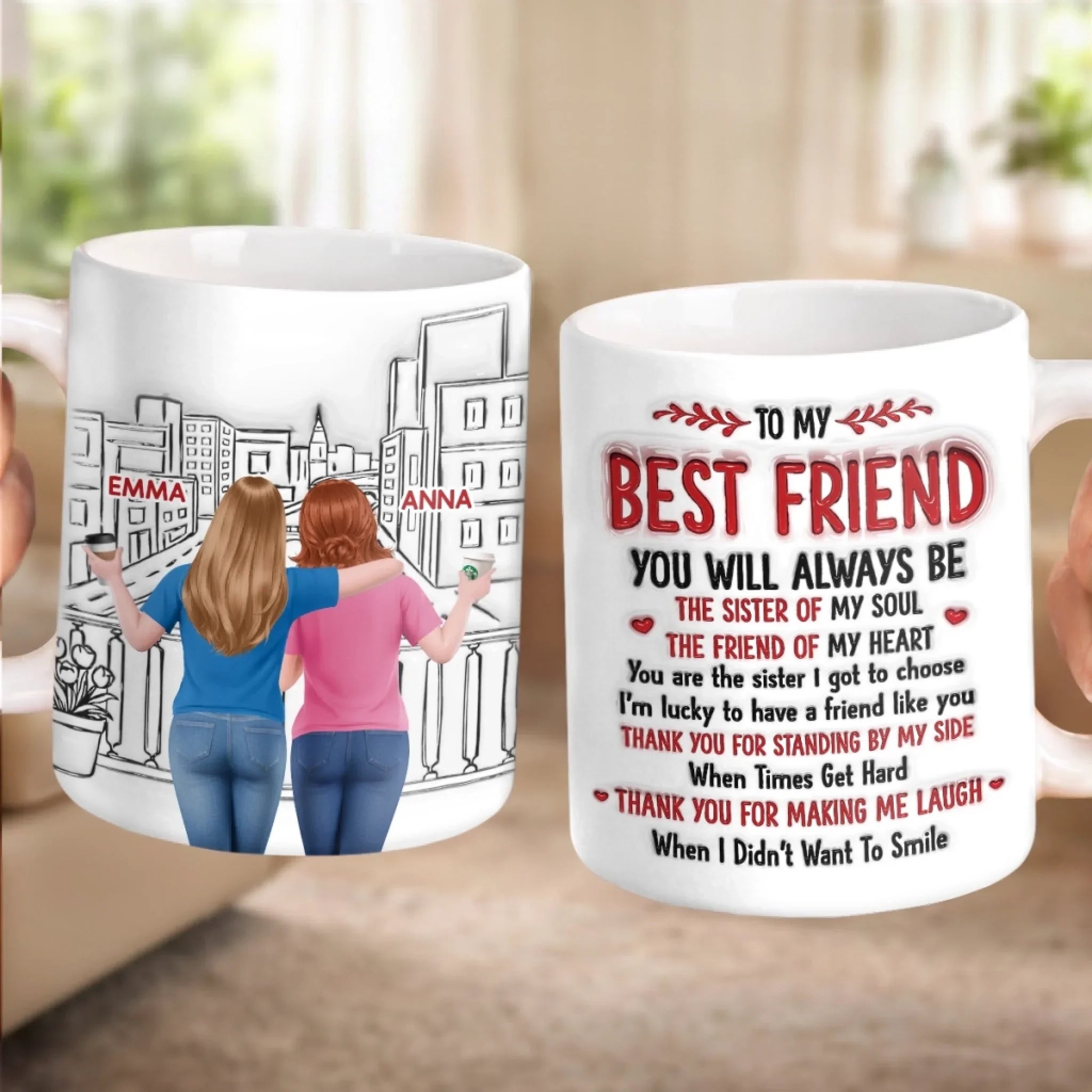 Custom 3D Inflated Effect Printed Mug - Personalized Best Friend Birthday Gifts For Women, Besties, Sisters, BFF - My Laugh Therapist