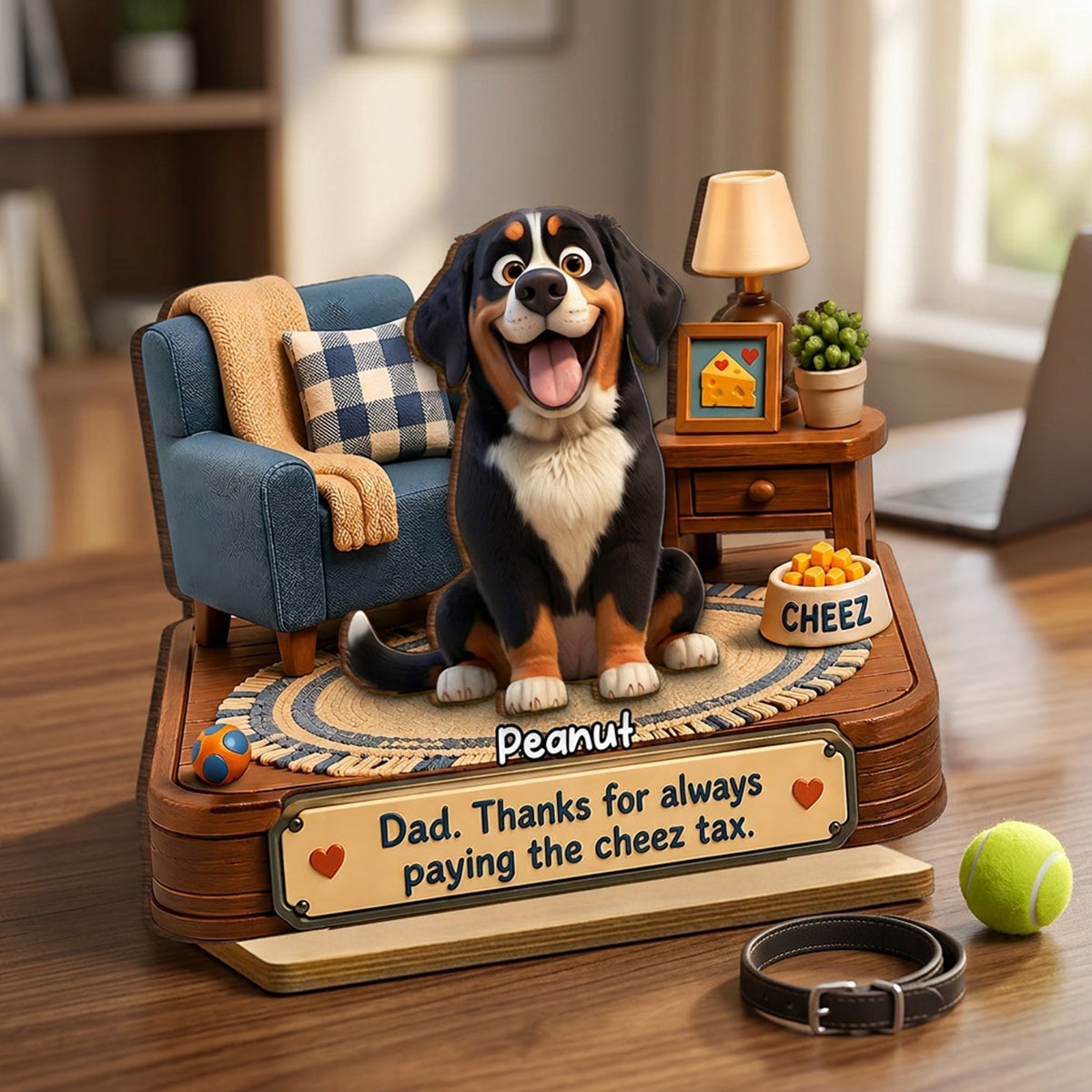 Cheese Tax Dog Dad - Personalized 2-Layered Wooden Plaque - Gift for Dog Dad