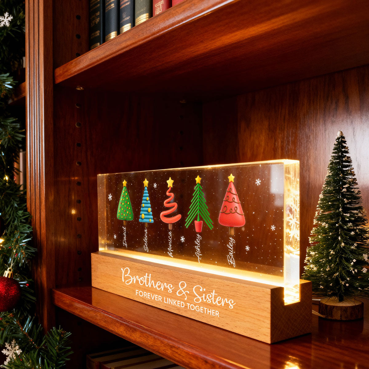 Brothers & Sisters Forever Linked Together - Personalized LED Night Light - Unique Christmas Gift For Brothers, Sisters, Siblings