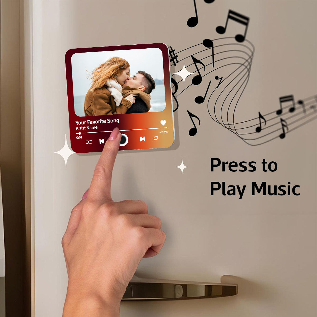 Couple Photo Favorite Song Personalized Music Fridge Magnet, Heartfelt Gift For Couple, For Him, For Her, Boyfriend, Girlfriend, Husband, Wife