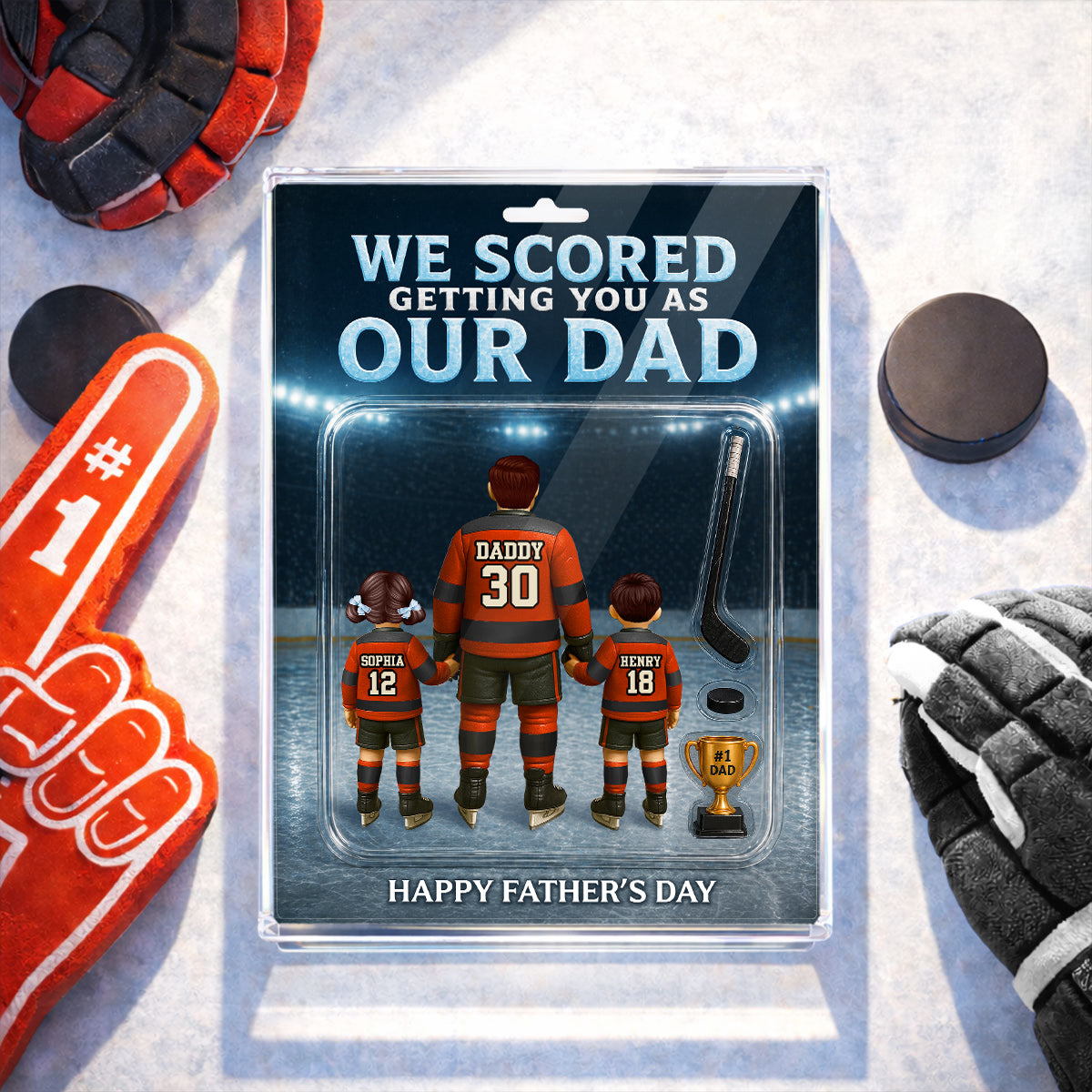 Hockey Dad We Scored Getting You As Our Dad - Personalized Acrylic Block Plaque - Gift For Hockey Dad, Husband