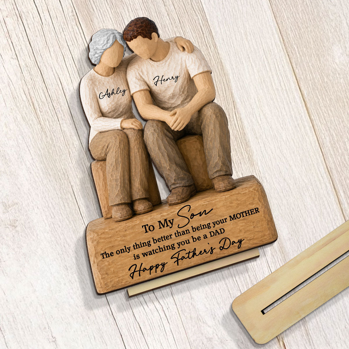 To My Son Watching You Be A Dad From Mom 2D Flat - Personalized 2-Layered Wooden Plaque - Gift For Son