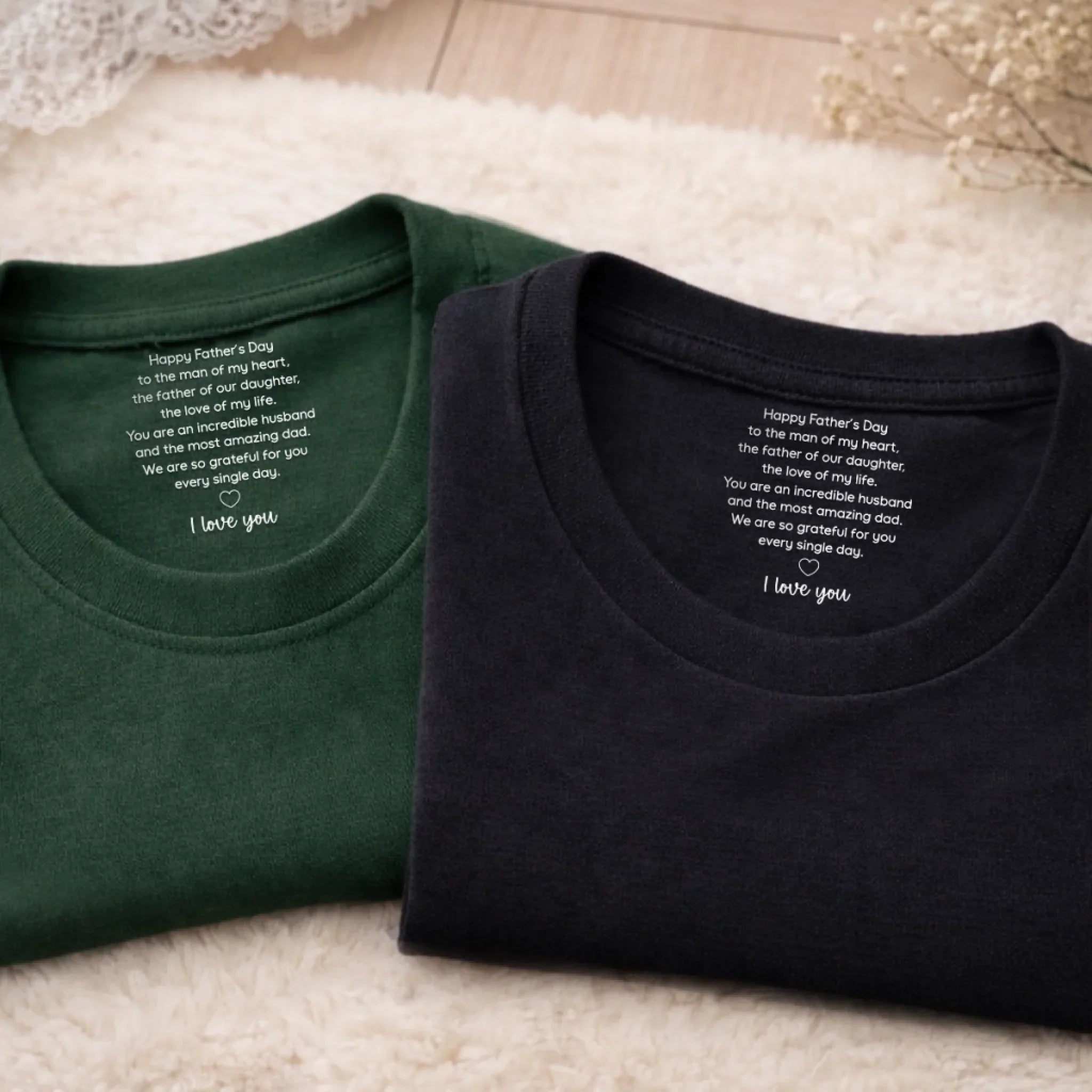 Custom Inside Neck Print T-Shirt - Personalized Father's Day Birthday Gifts For Dad, Grandpa - Thankful Every Day For Dad