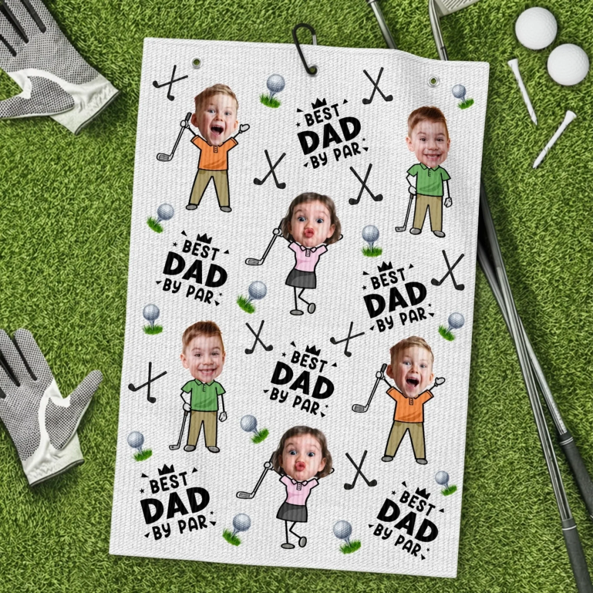 Custom Photo Golf Towel - Personalized Father's Day Birthday Golf Gifts For Dad, Grandpa - Just One More Hole
