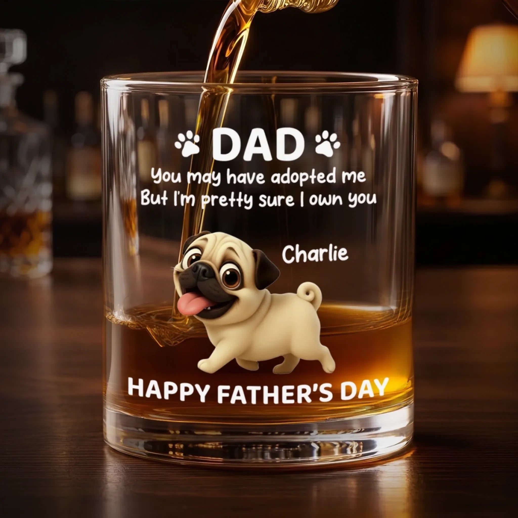Custom Whiskey Glass - Personalized Father's Day Gifts For Dog Cat Lovers, Dog Dad And Mom, Cat Owners - Dad’s Little Boss
