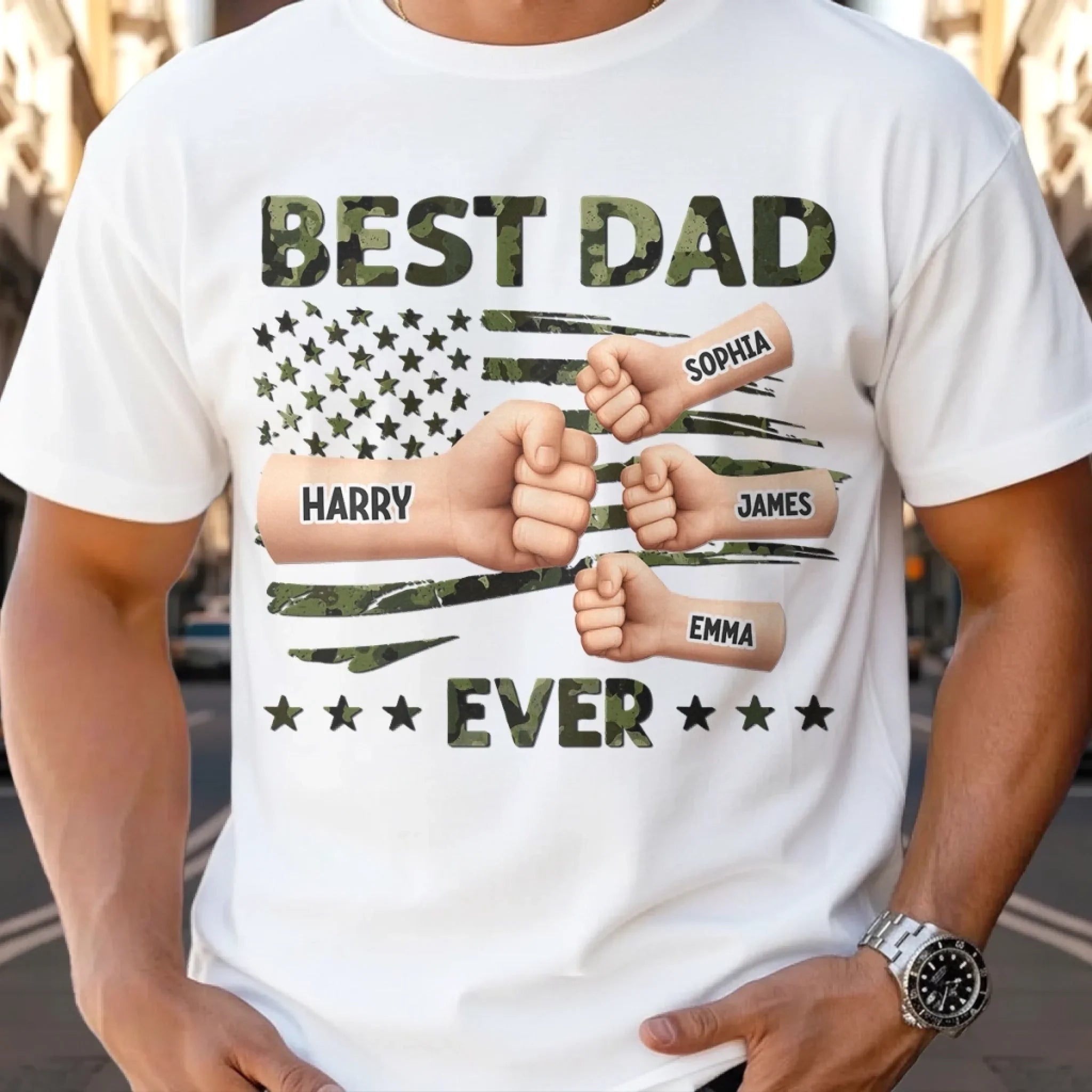 Custom Unisex T-shirt, Premium T-shirt, Hoodie - Personalized Father's Day Gifts For Dad, Grandpa - Our Hero, Our Dad