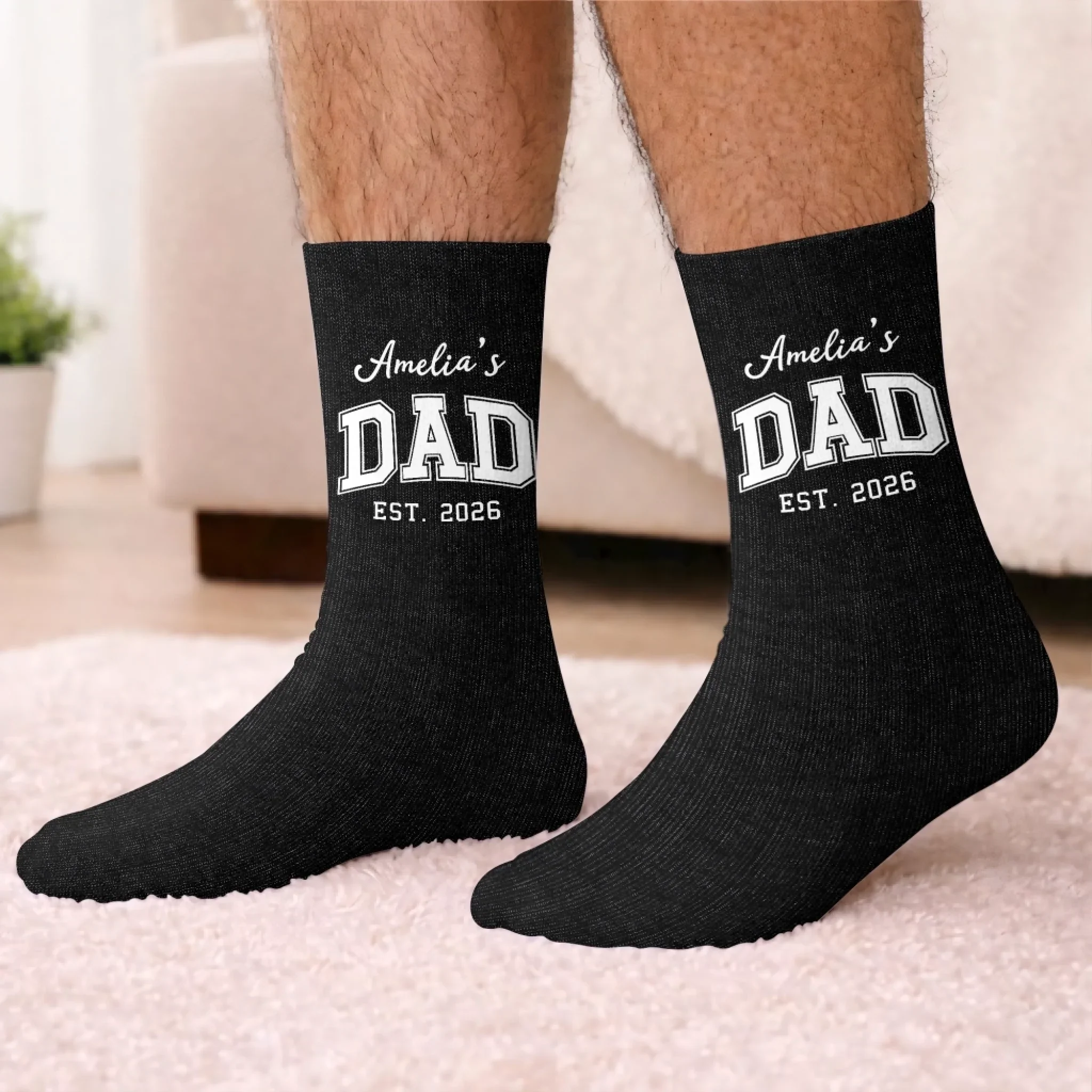 Custom Crew Socks - Personalized Father's Day Gifts For New Dads, New Grandpas - Promoted To Dad