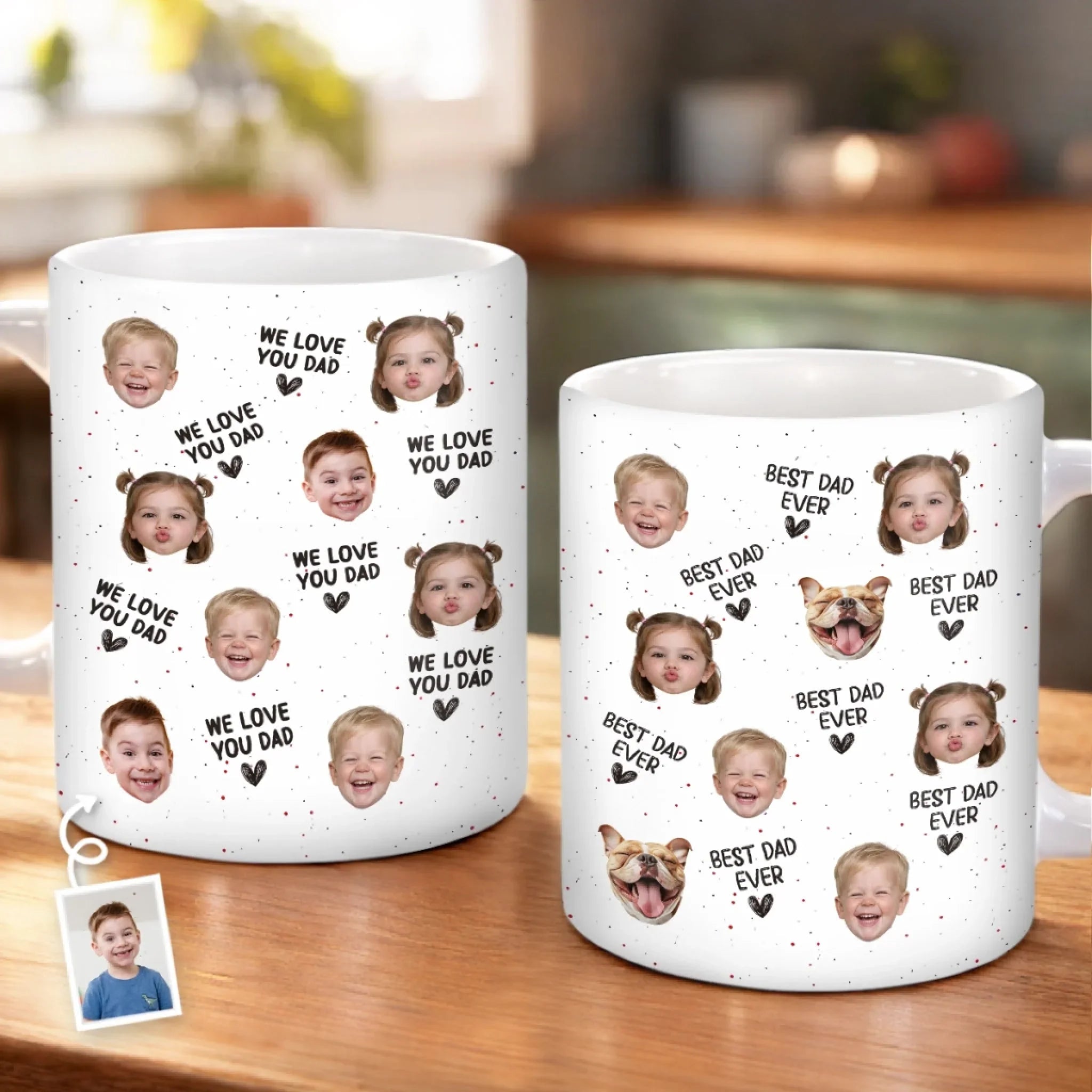 Custom Photo Mug - Personalized Father's Day, Baby Shower, Gender Reveal Gifts For New Dads, New Grandpas - Dad’s Favorite Faces Forever