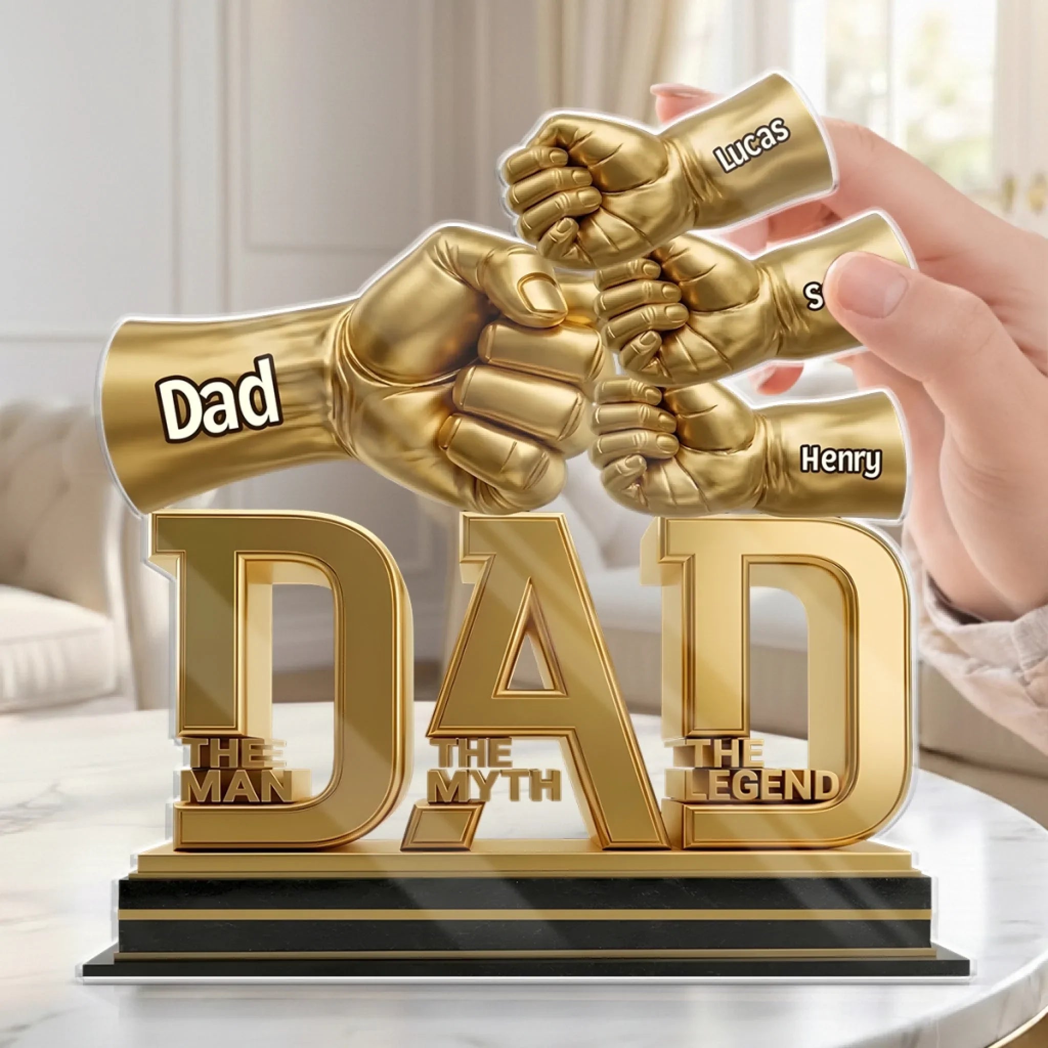 Custom Acrylic Plaque - Personalized Father's Day Birthday Gifts For Dad, Grandpa - Your Strength Grows Us