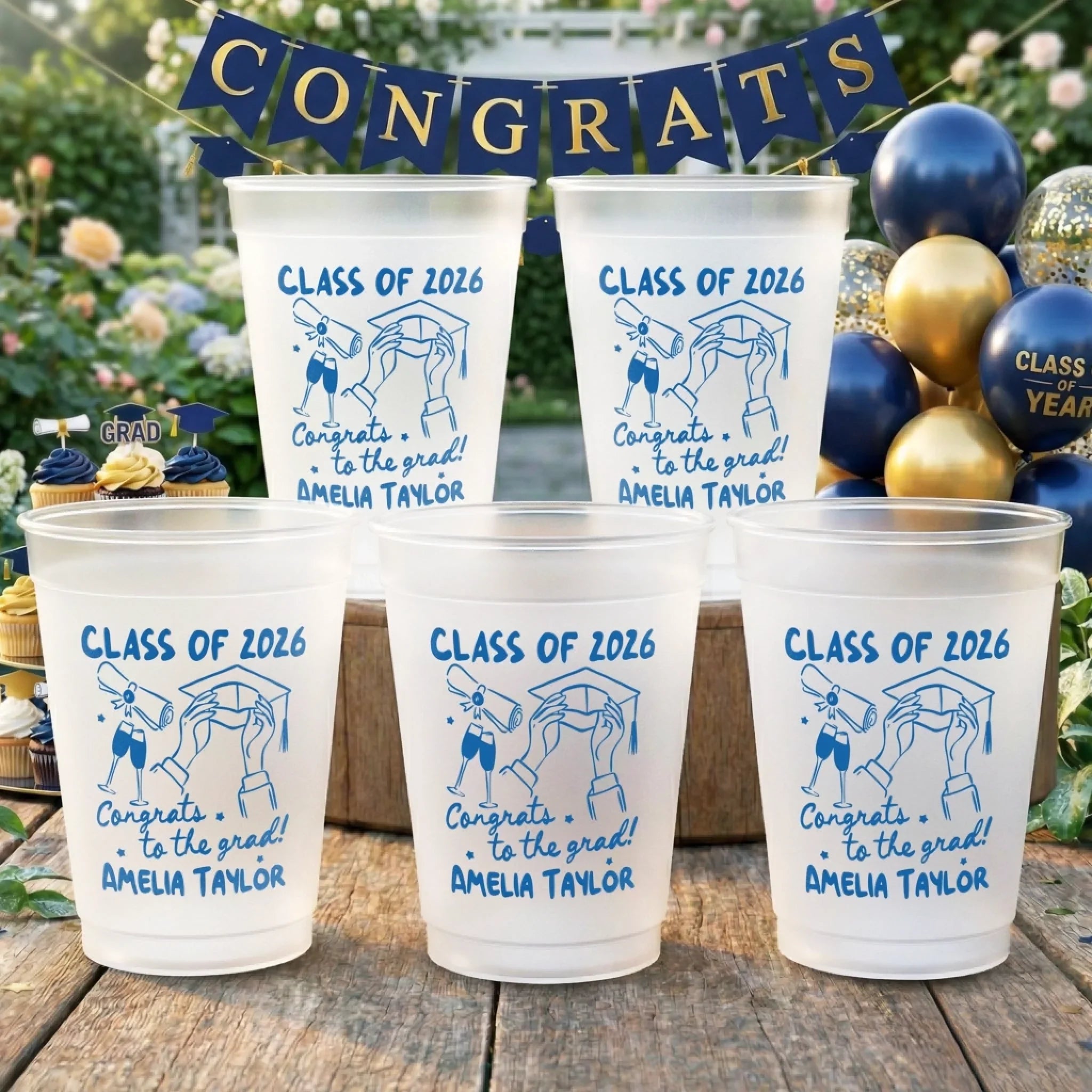 Custom Graduation Cups - Personalized Graduation Gifts For Him, Her - Cheers To The Grad Squad
