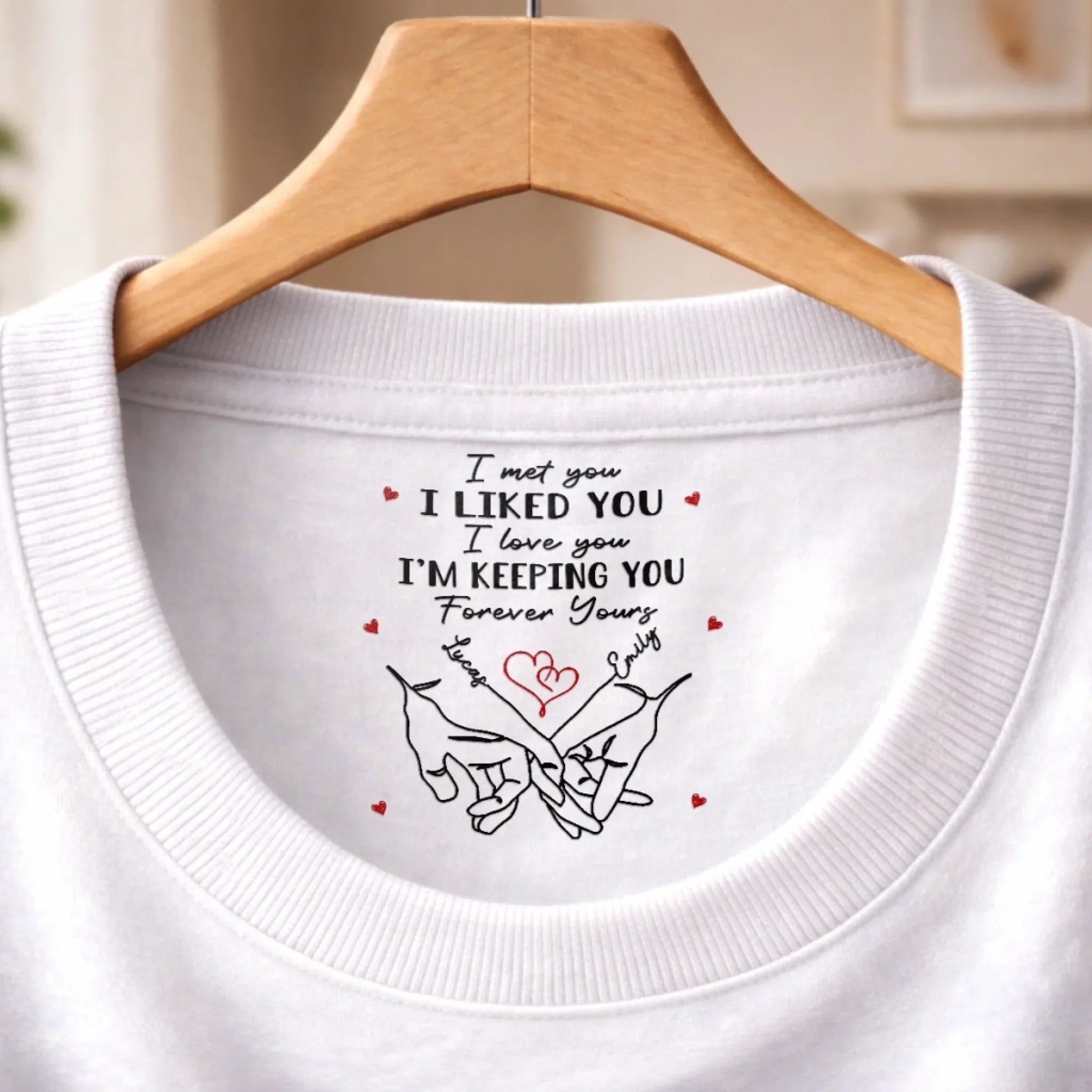 Custom Inside Neck Print T-Shirt - Personalized Anniversary Wedding Gifts For Husband And Wife, Him And Her - For The Wife Who Means Everything