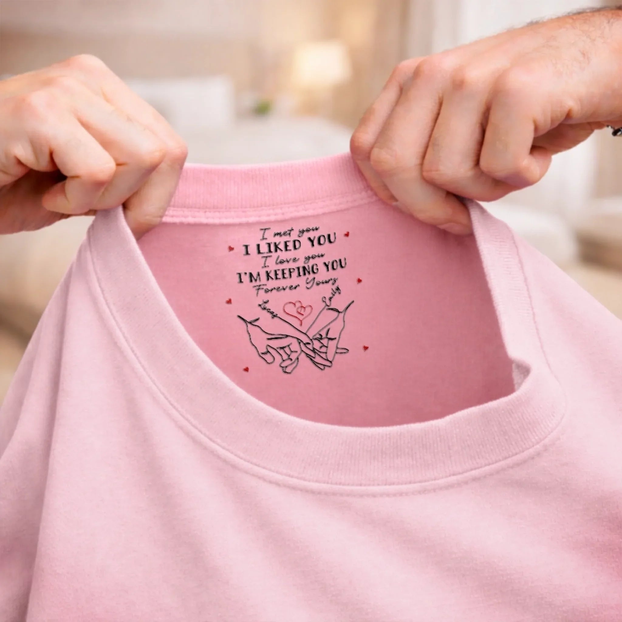 Custom Inside Neck Print T-Shirt - Personalized Anniversary Wedding Gifts For Husband And Wife, Him And Her - For The Wife Who Means Everything