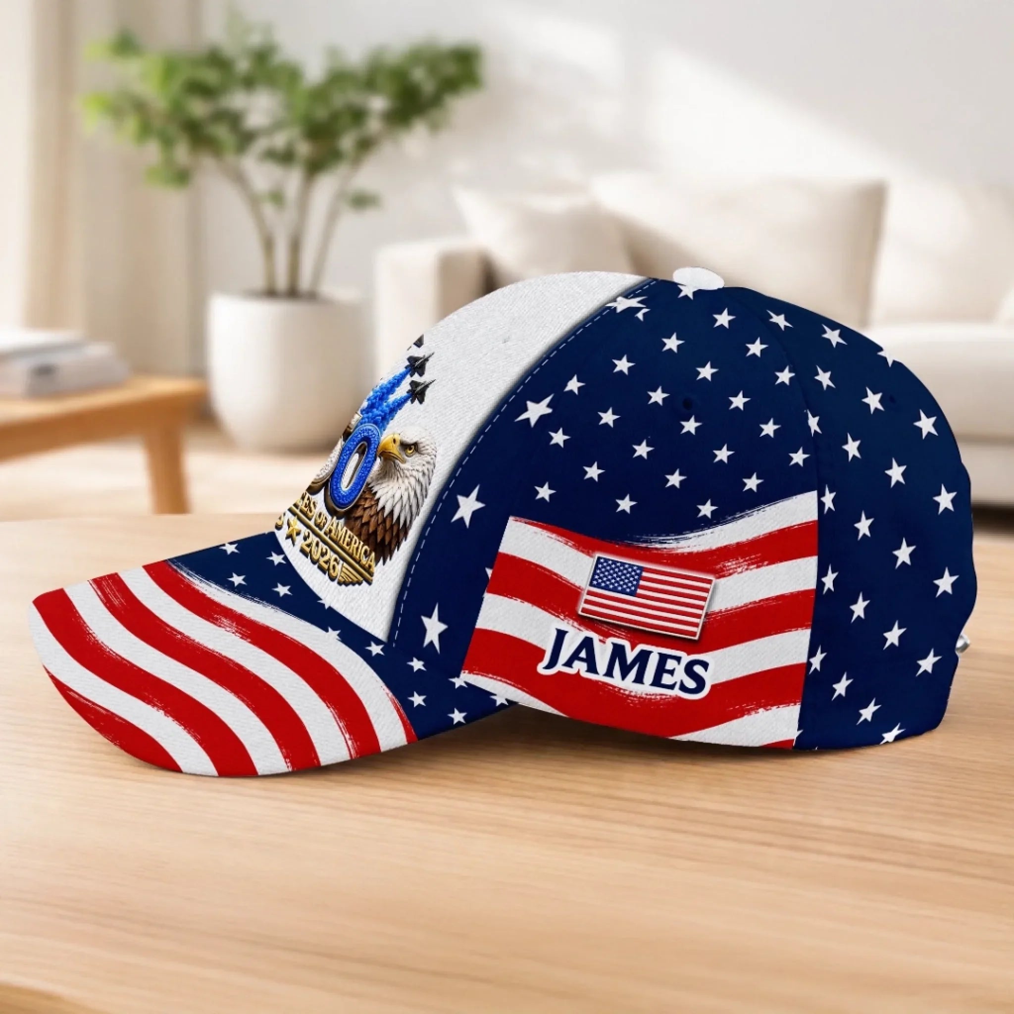 Custom Hat, All Over Print Classic Cap - Personalized America 250th Anniversary Gifts For Mom, Dad, Brother, Sister, Kids - Proud To Stand Together