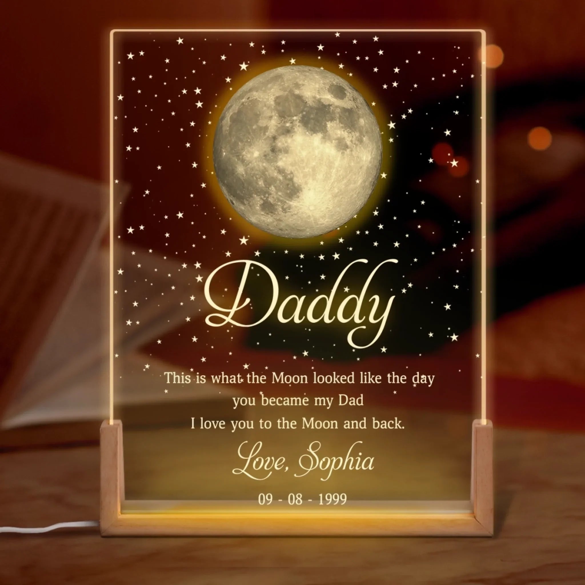 Custom Shaped 3D LED Walnut Night Light - Personalized Father's Day Gifts For Dad, Grandpa - You Lights Up Our Lives